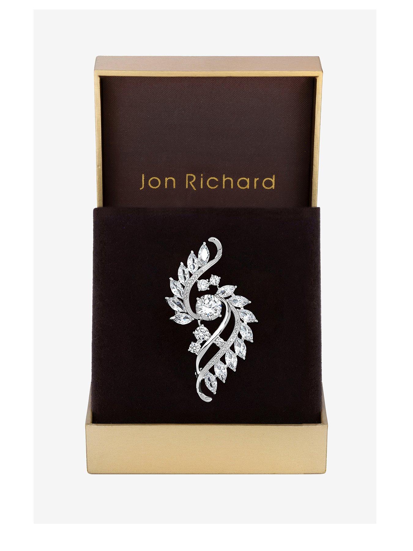 Jon Richard Silver Plated Crystal Brooch - Gift Box