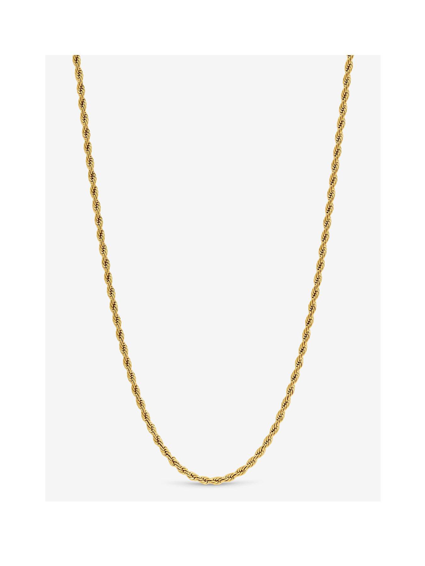 Inicio Men's Gold Plated Waterproof Twist Rope Necklace - Gift Pouch