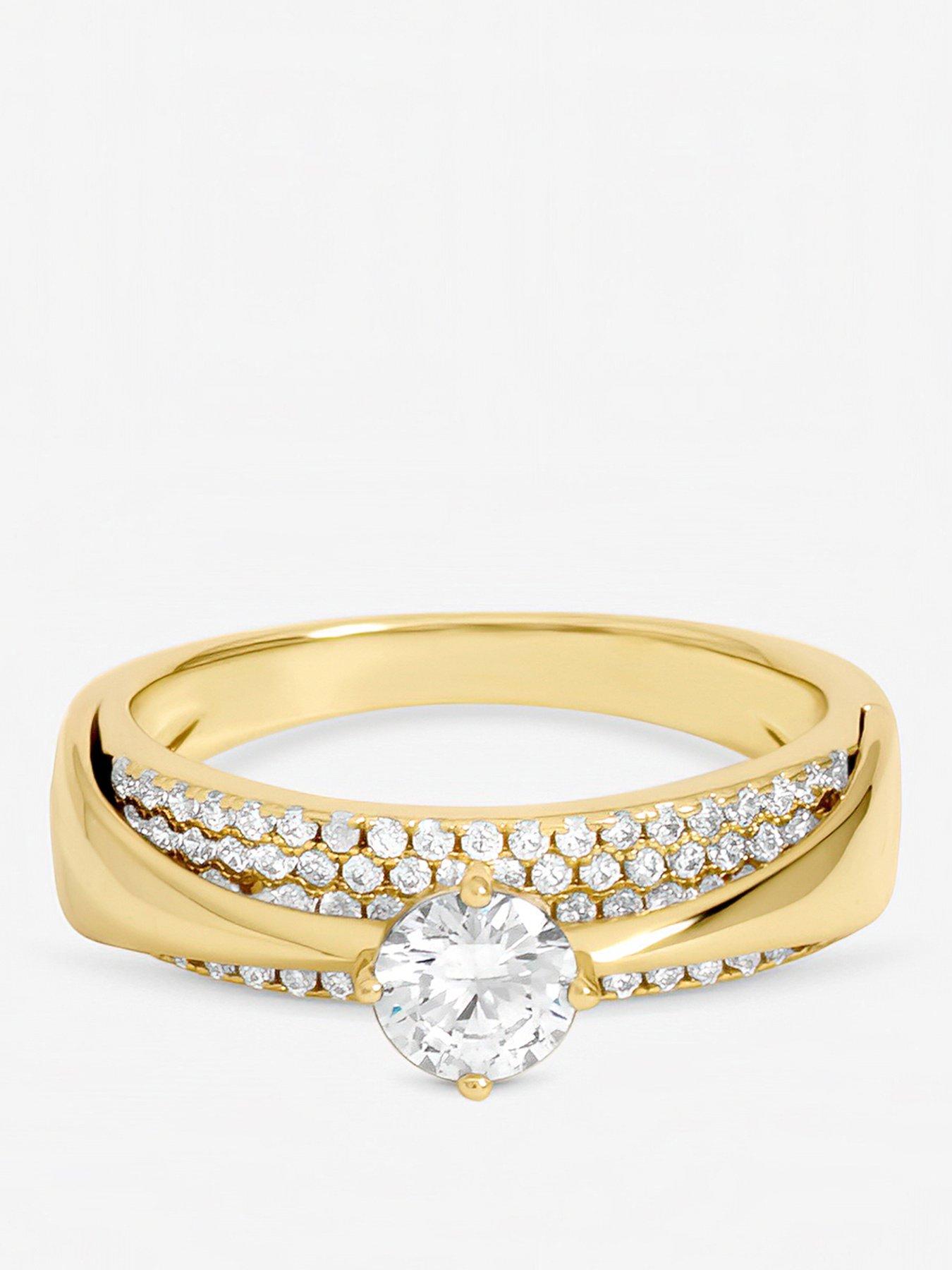 Jon Richard Jon Richard Gold Plated Cubic Zirconia and Pave Ring