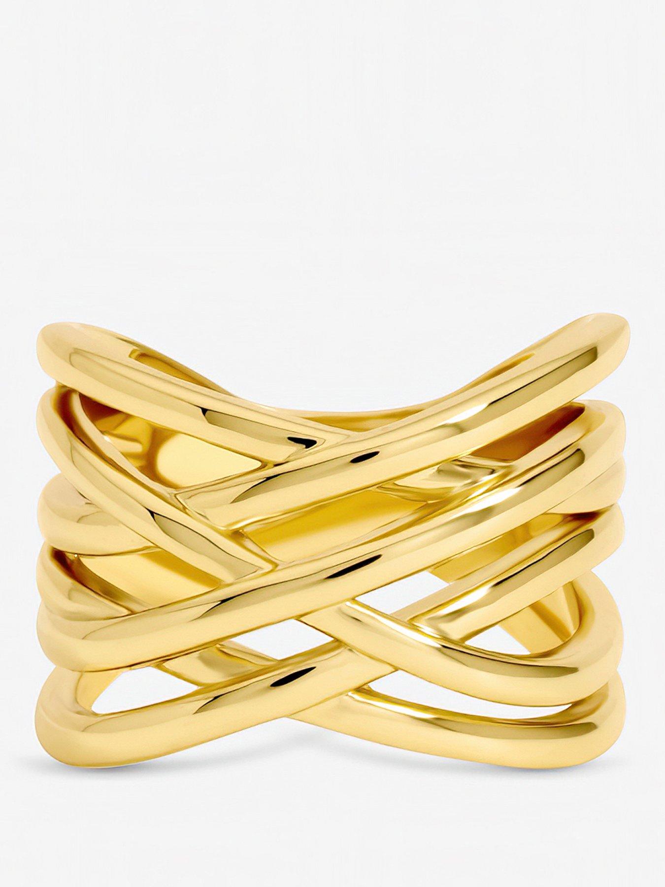 Jon Richard Gold Plated Polished Cross Over Ring