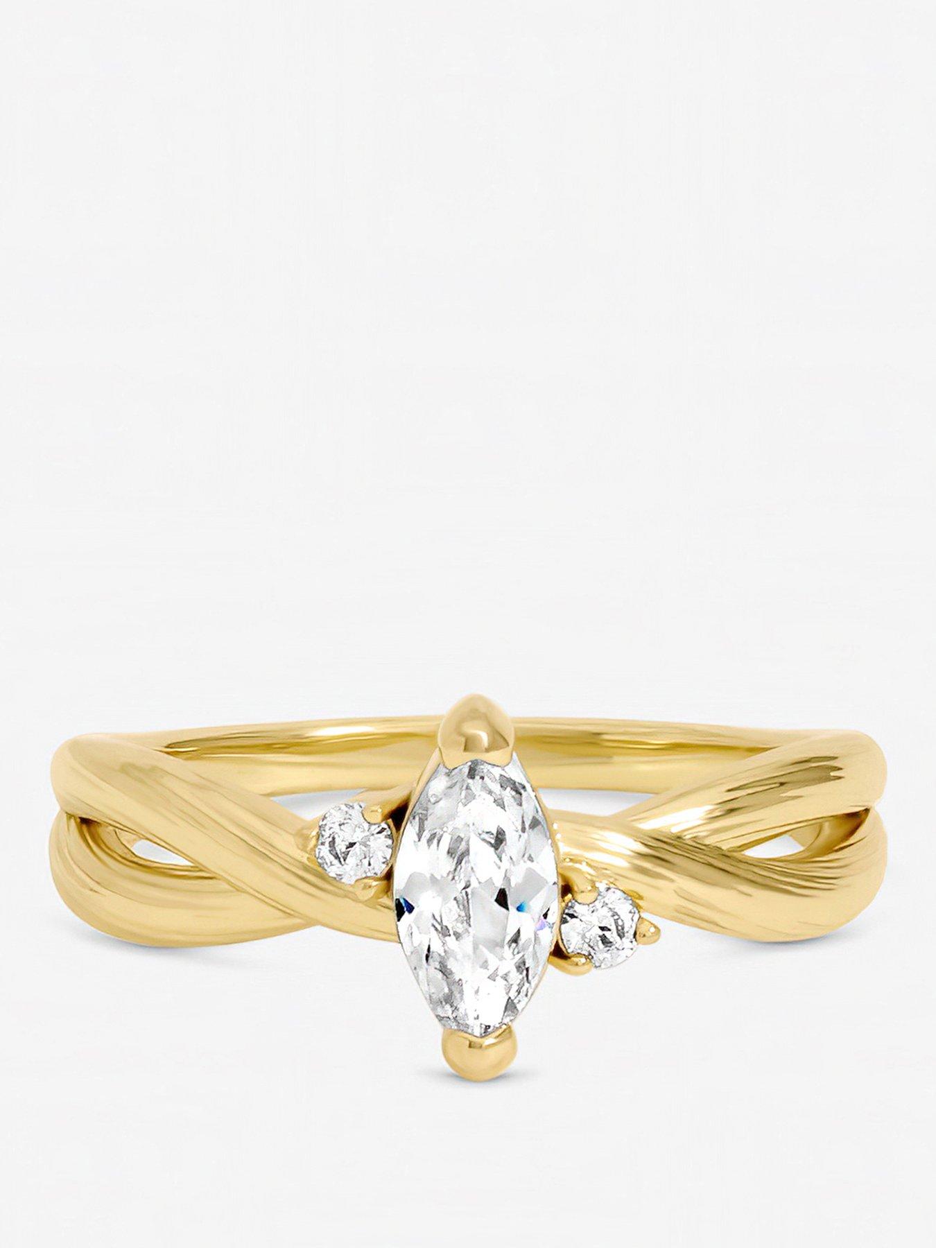 Image 1 of 3 of Jon Richard Gold Plated Navette Cubic Zirconia Ring