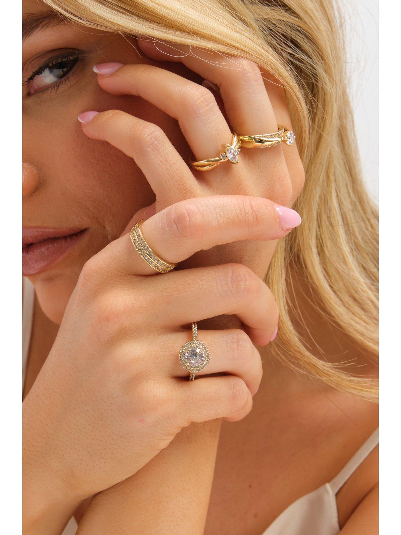 Image 2 of 3 of Jon Richard Gold Plated Navette Cubic Zirconia Ring