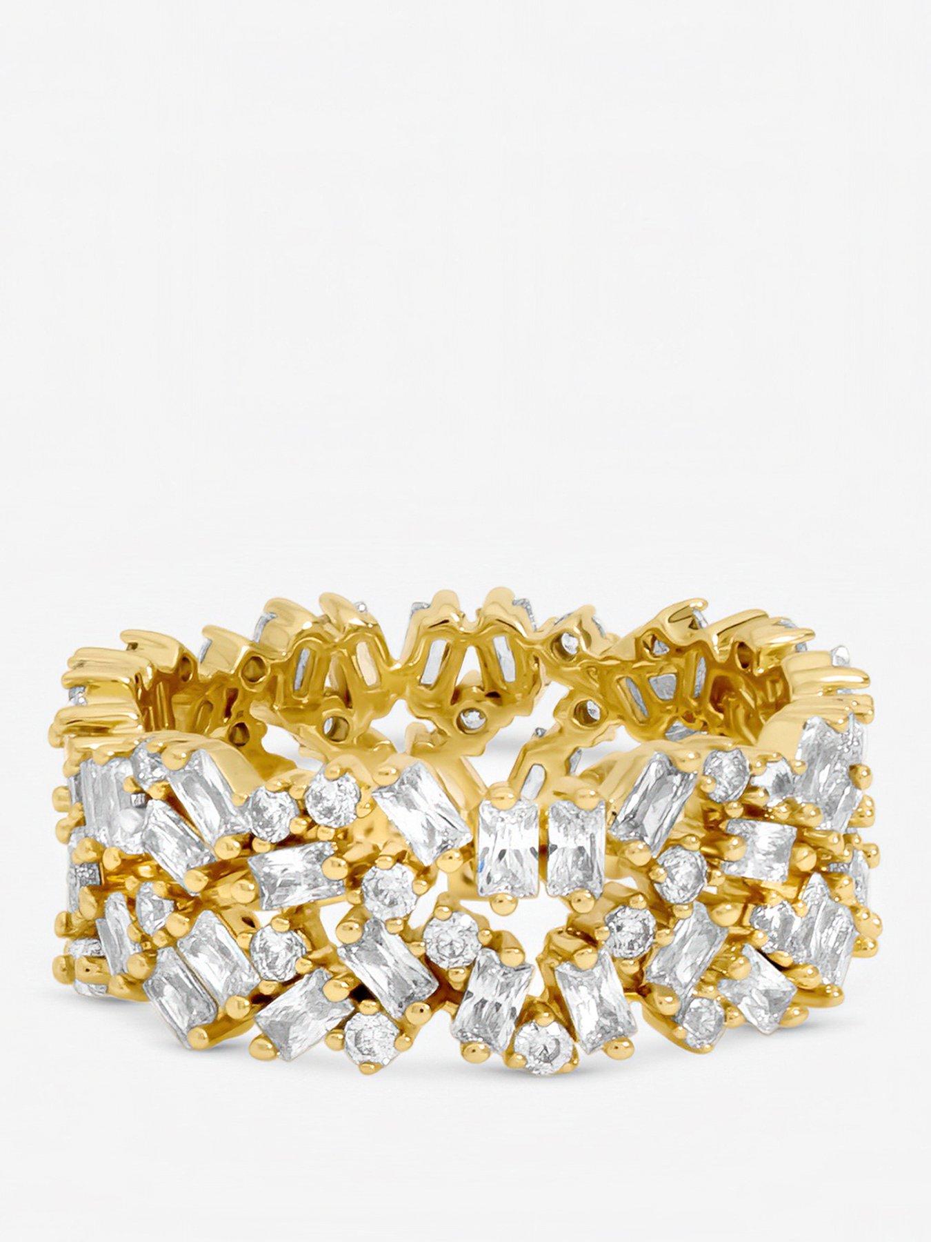 Jon Richard Jon Richard Gold Plated Scattered Stone Cubic Zirconia Ring