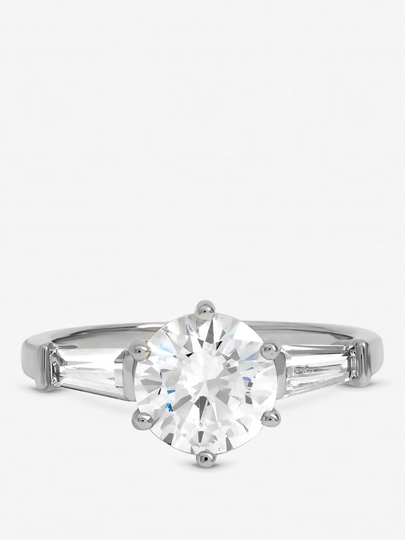 Jon Richard Jon Richard Rhodium Plated Cubic Zirconia Solitaire Ring