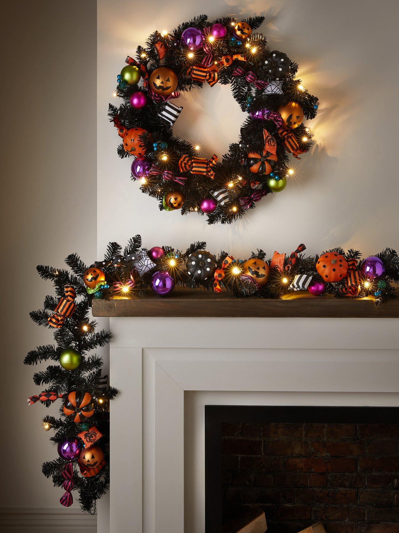 The Very Collection 6ft Lit Multi Bauble Halloween Garland