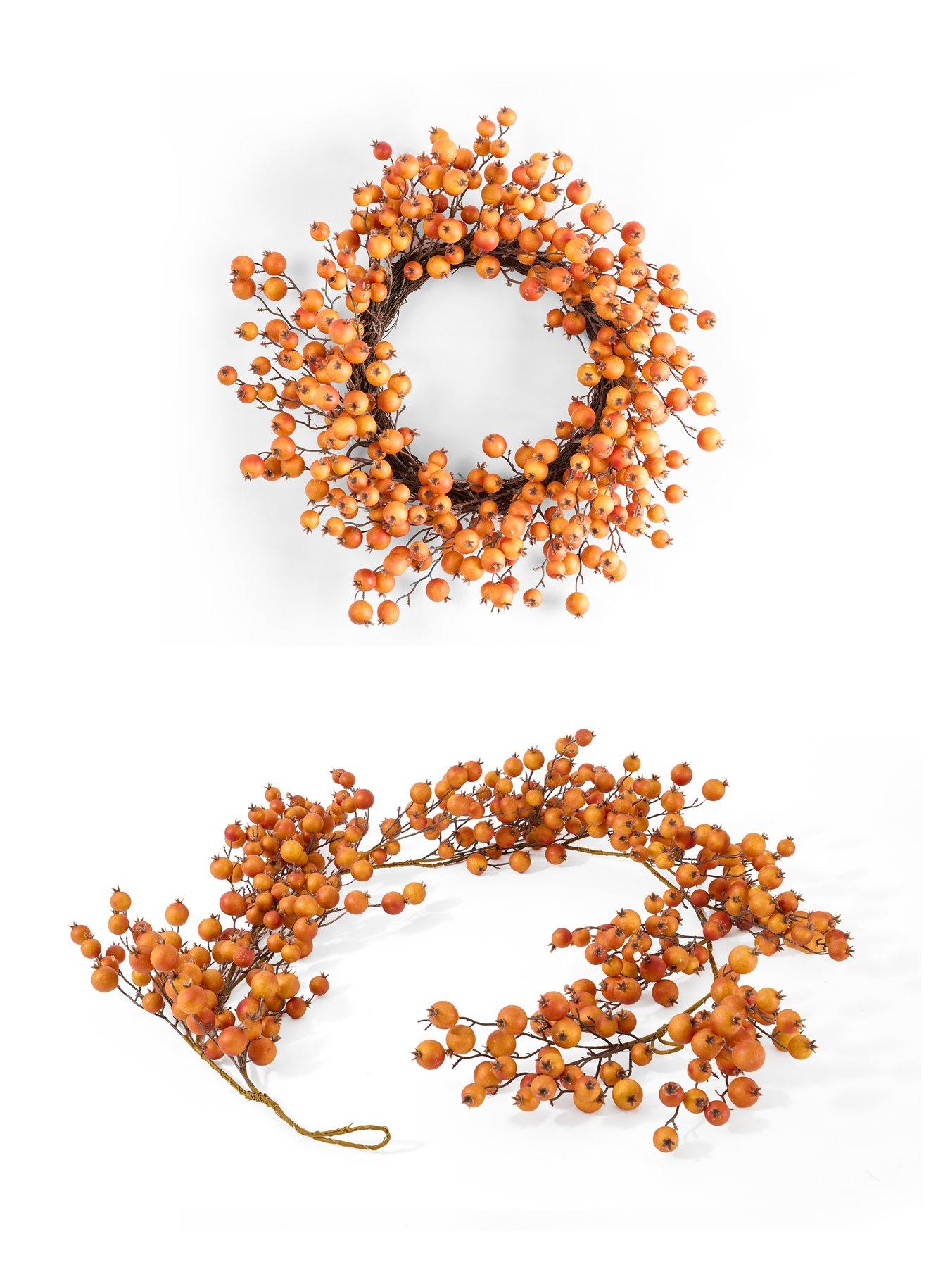 Image 4 of 7 of The Very Collection Autumn Wreath With Orange Berries