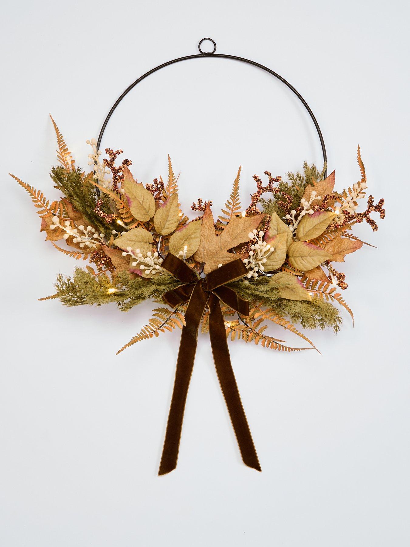 Image 2 of 5 of The Very Collection Pre Lit Hoop Autumn&nbsp;Wreath With Foliage And Bow