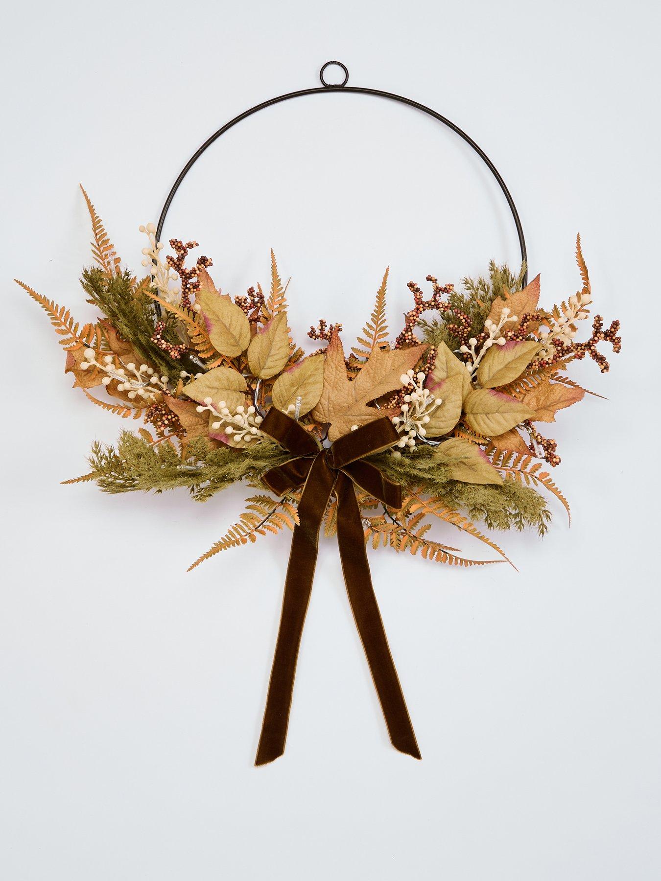 Image 3 of 5 of The Very Collection Pre Lit Hoop Autumn&nbsp;Wreath With Foliage And Bow