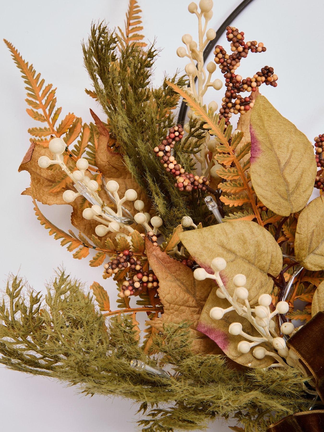 Image 4 of 5 of The Very Collection Pre Lit Hoop Autumn&nbsp;Wreath With Foliage And Bow