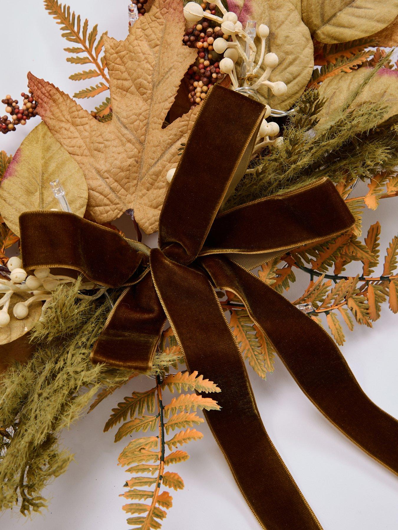 Image 5 of 5 of The Very Collection Pre Lit Hoop Autumn&nbsp;Wreath With Foliage And Bow