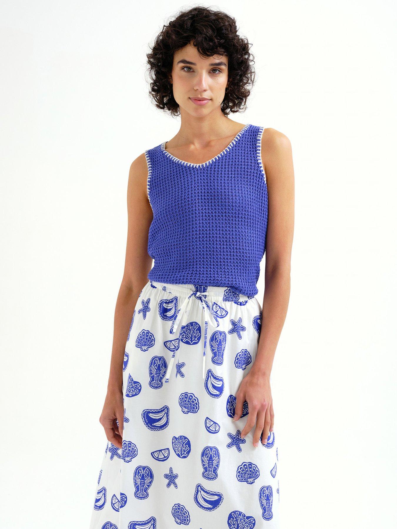 Compania Fantastica Knitted Vest, Blue, Size Xl, Women