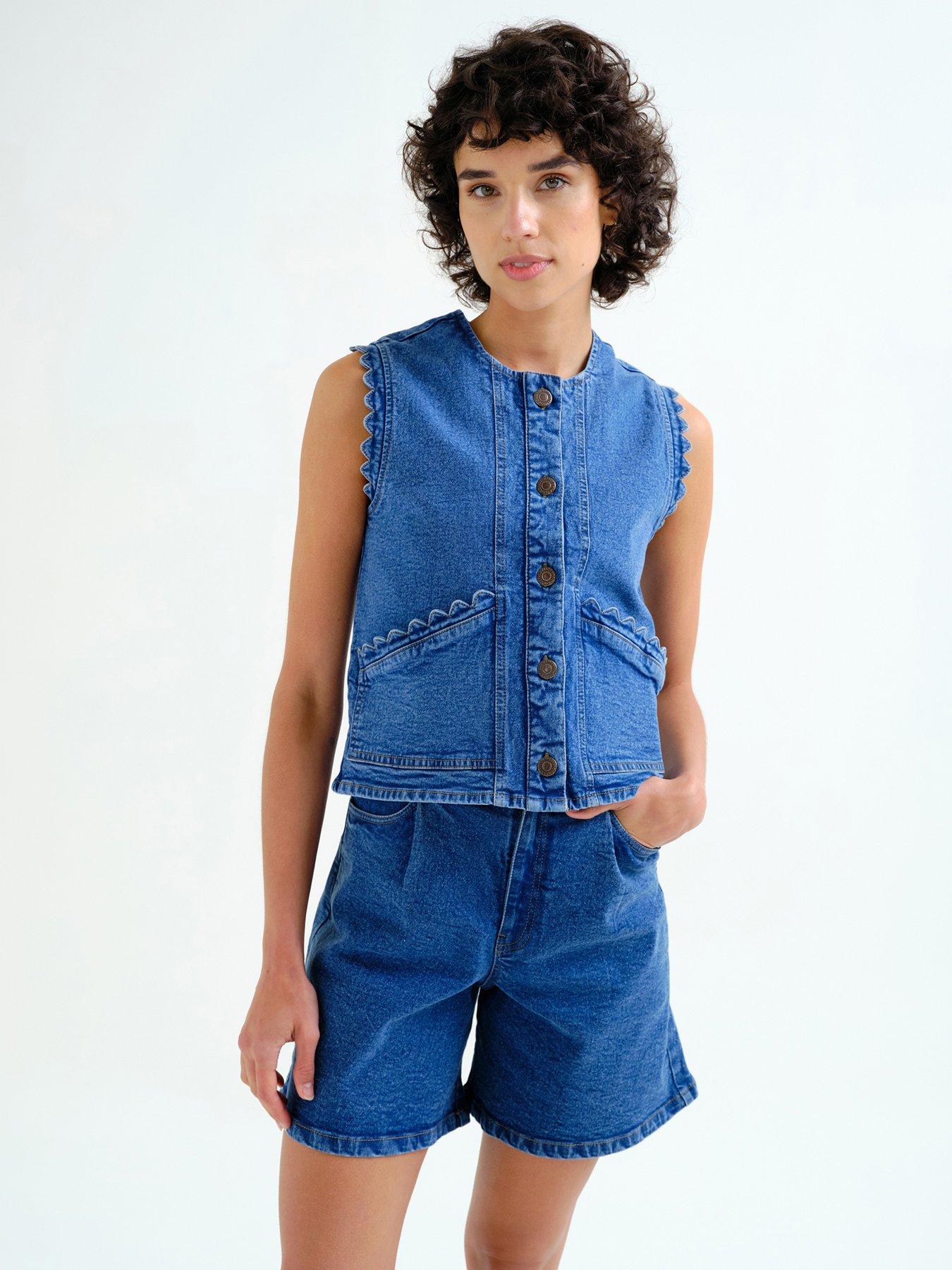 Compania Fantastica Denim Vest, Blue, Size Xl, Women