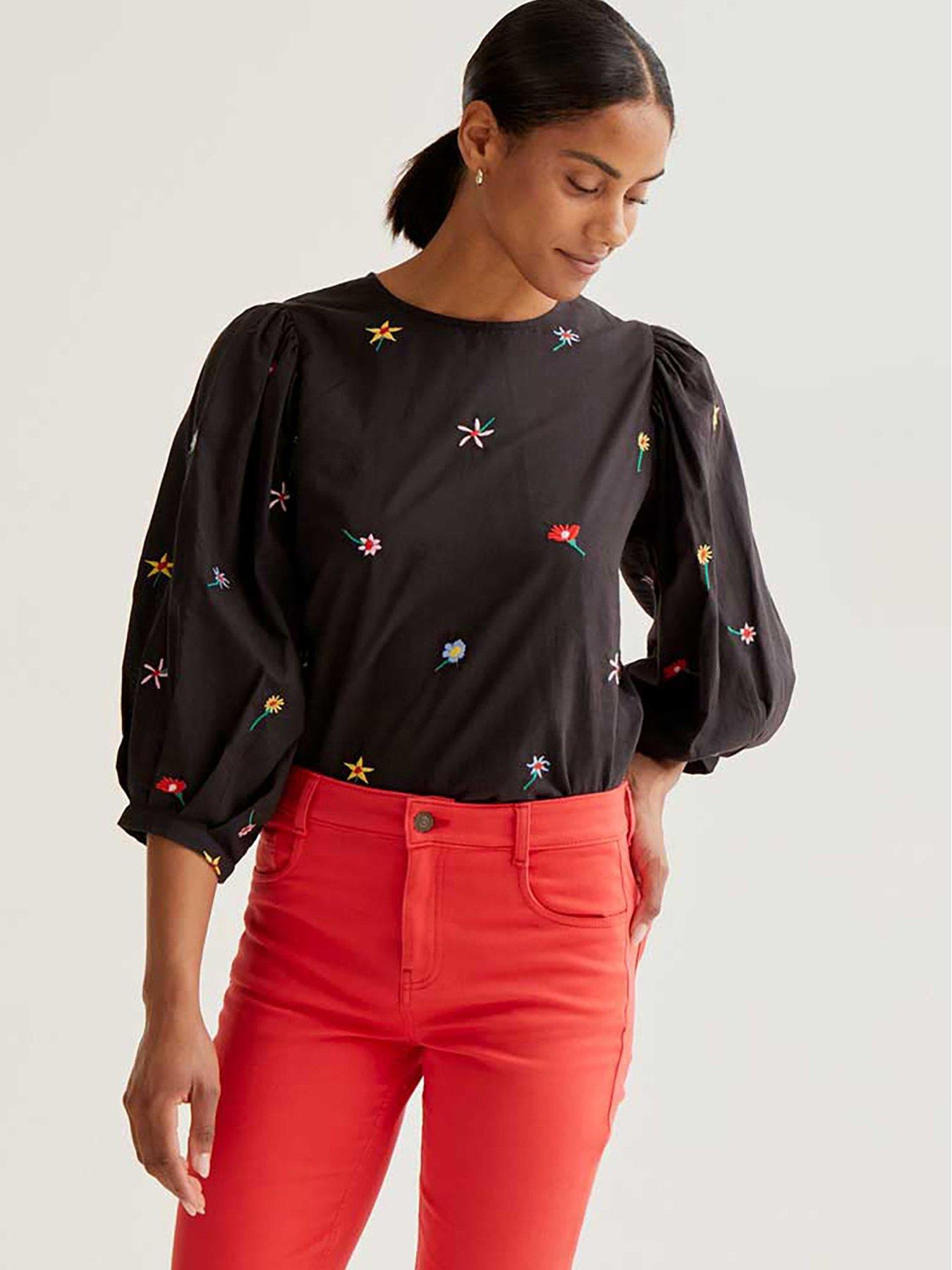 Compania Fantastica Long Sleeve Flower Blouse