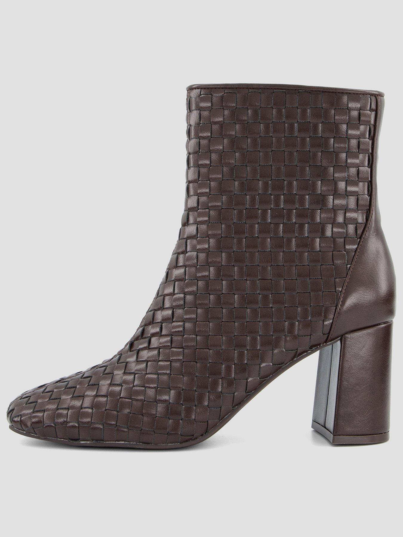 The Very Collection Weave Heeled Ankle Heel Boot - Brown