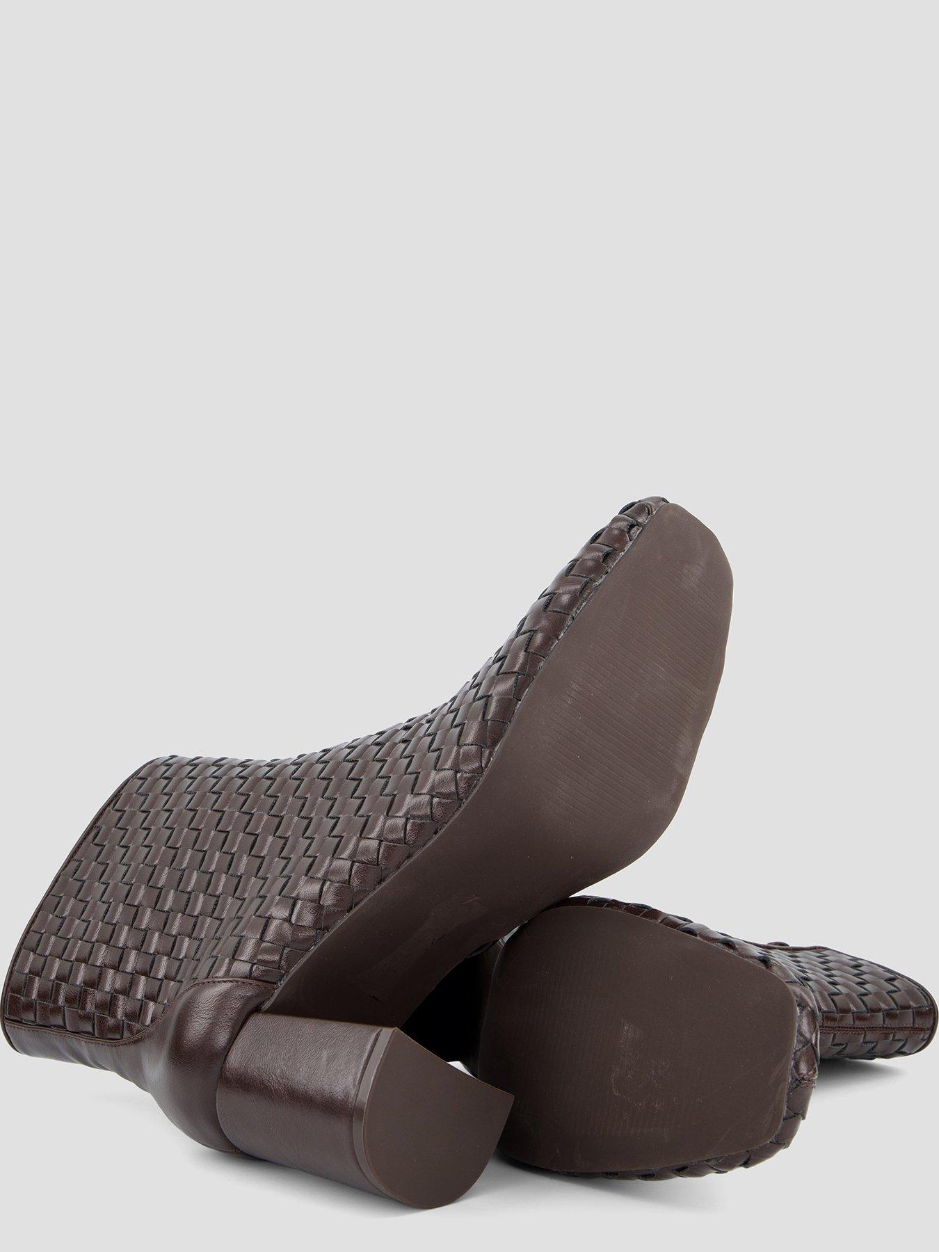 Image 4 of 7 of The Very Collection Weave Heeled Ankle Heel Boot - Brown