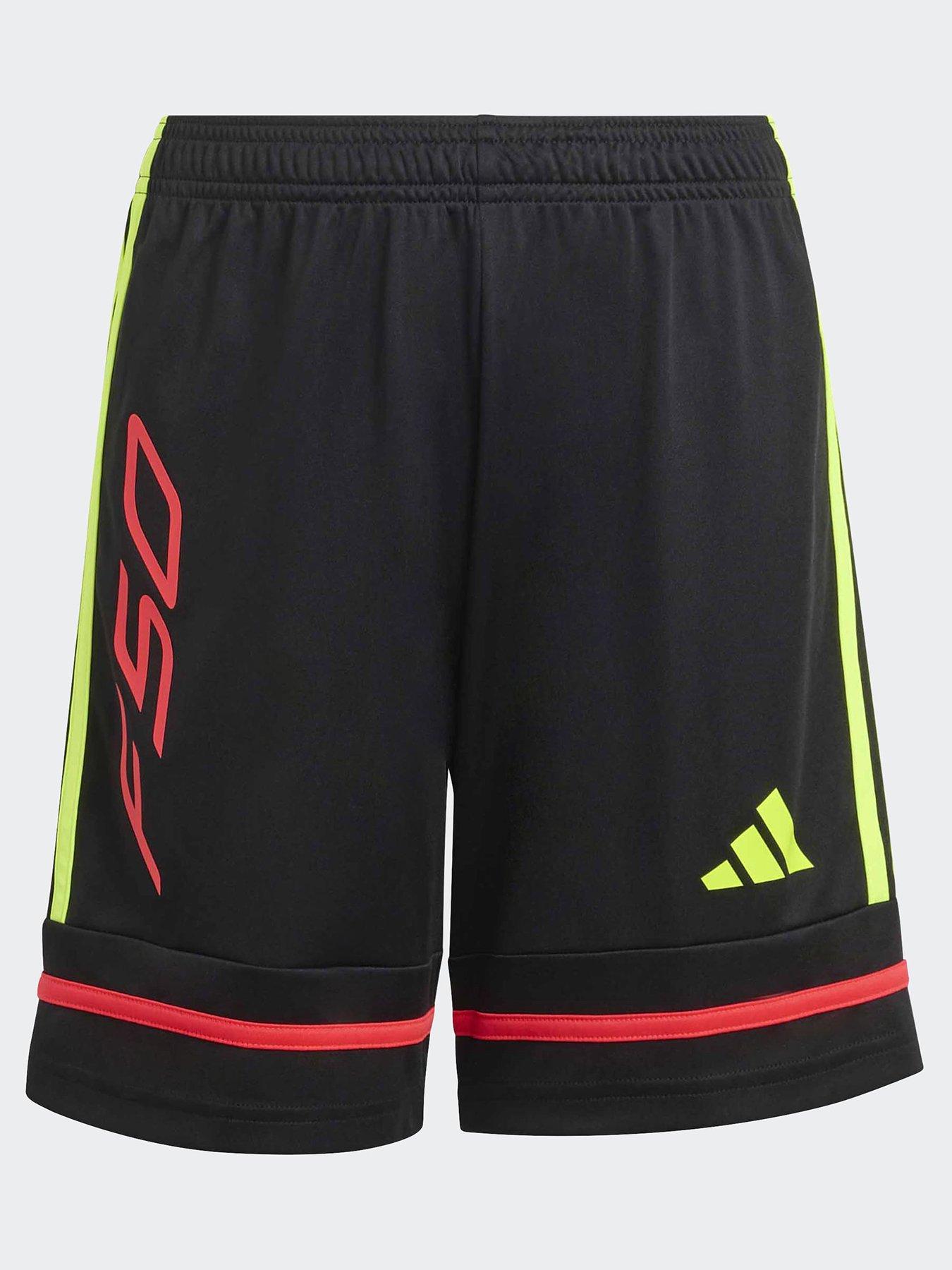 adidas Junior Squadra 25 Football Training Shorts, Black/Tesoye/Lucred, Size 9-10 Years