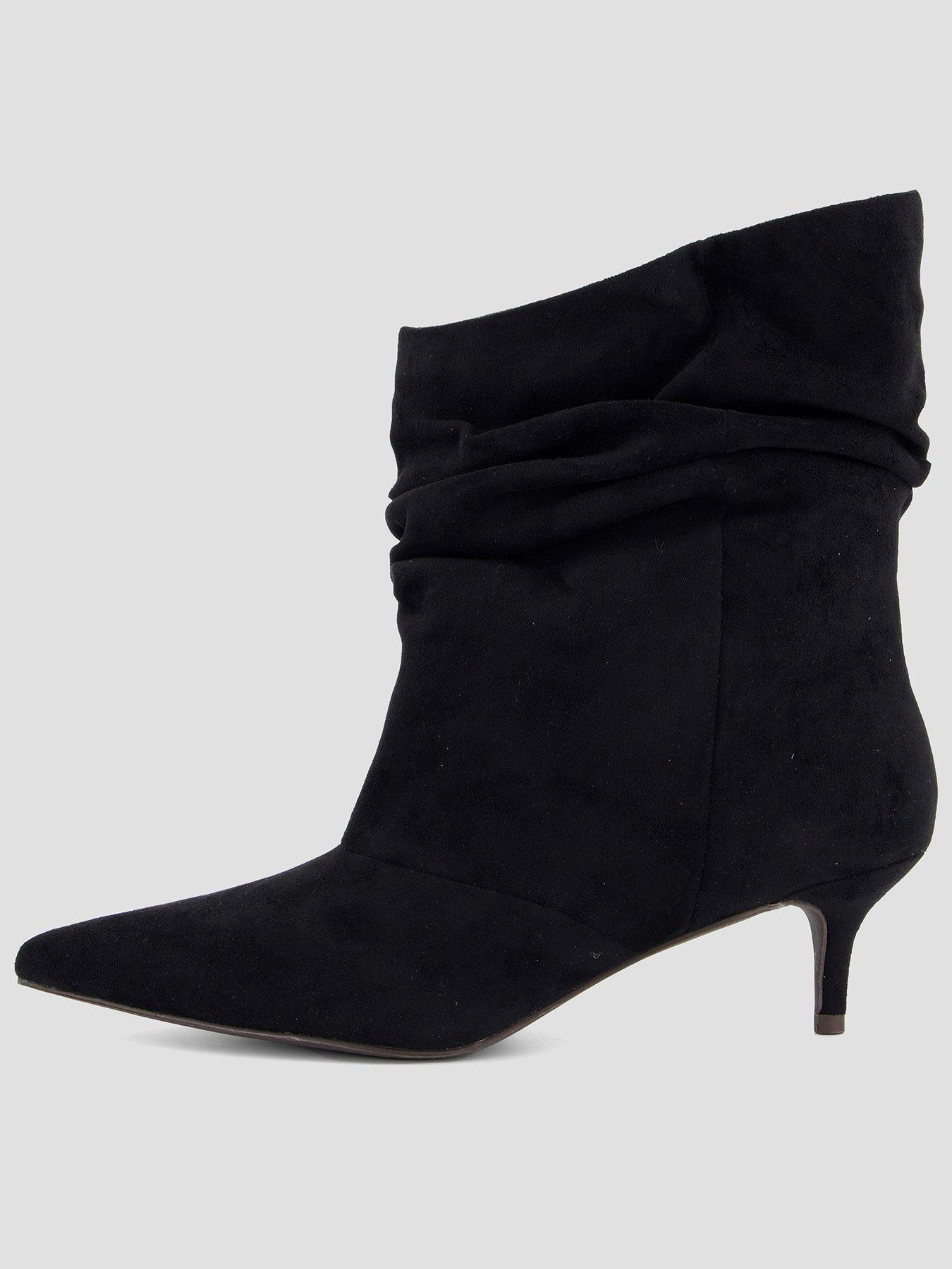 The Very Collection Kitten Heel Slouch Calf Boot - Black