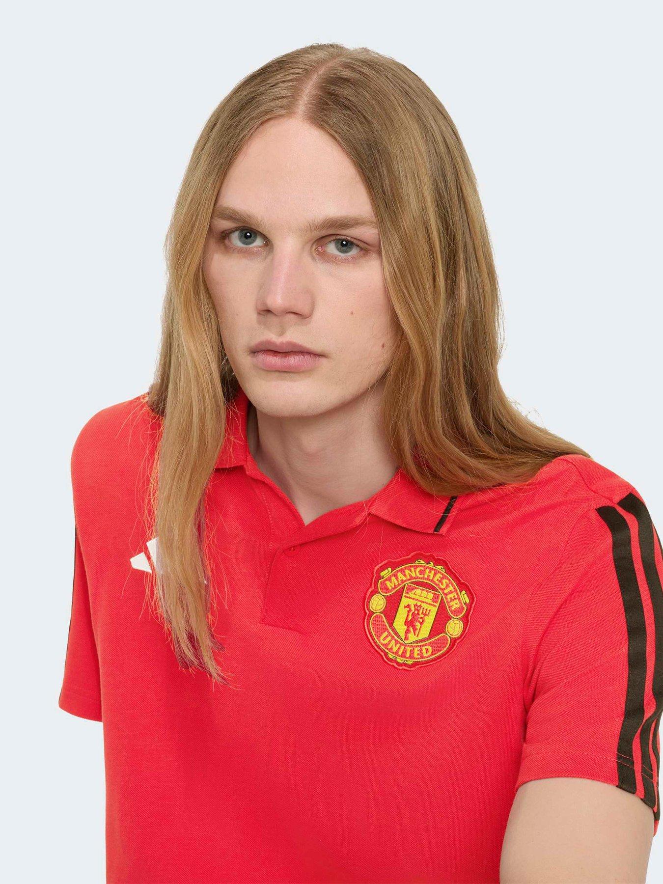 Image 4 of 5 of adidas Mens Manchester United Dna Polo Shirt - Red