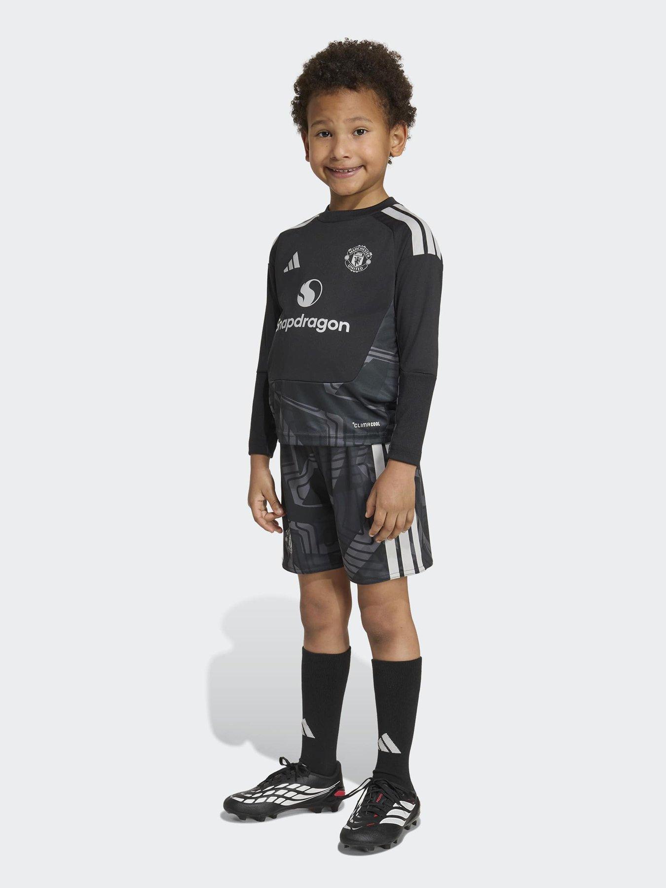 adidas Junior Manchester United 26/27 Mini Goal Keeper Kit, Black, Size 18-24 Months