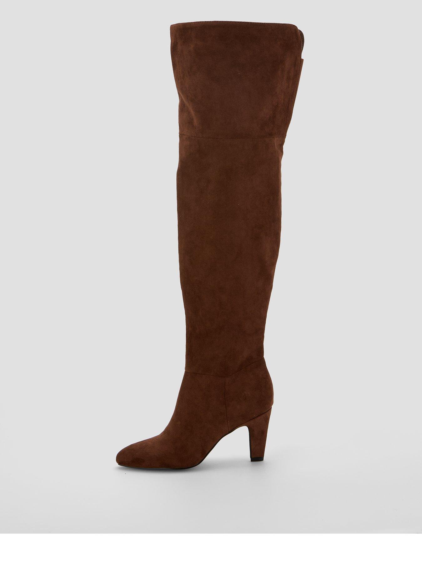 Image 1 of 7 of The Very Collection Over Knee Heeled Boot - Brown