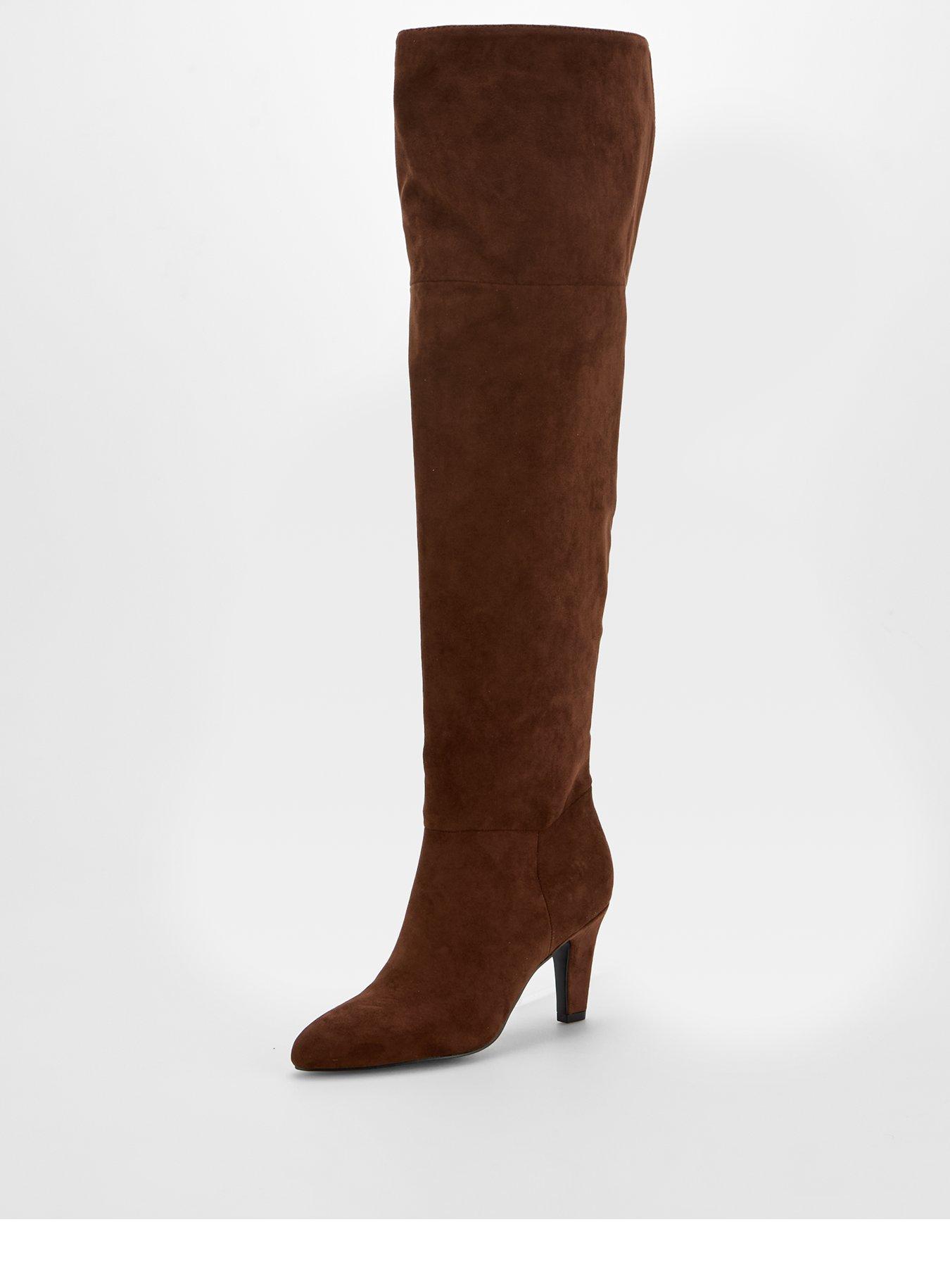 Image 2 of 7 of The Very Collection Over Knee Heeled Boot - Brown