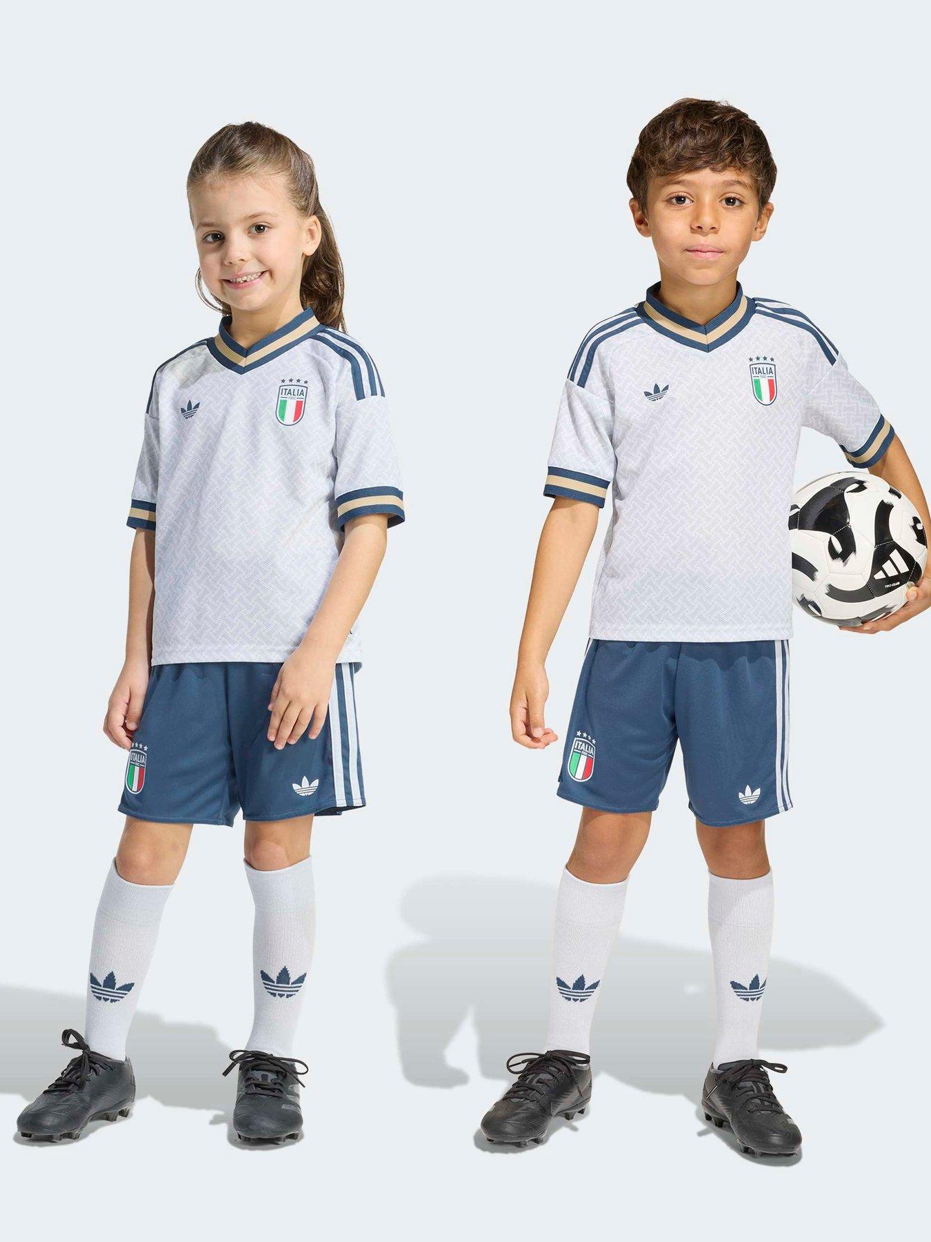 adidas Italy Away Replica Mini Football Kit - White/blue