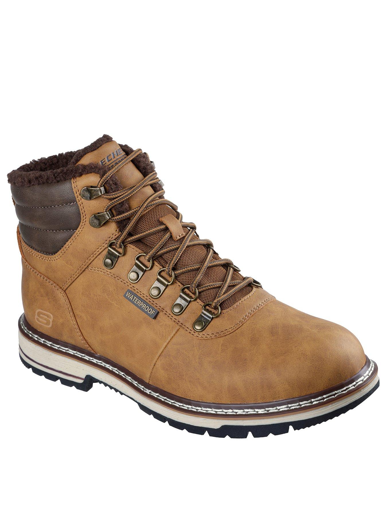Image 2 of 5 of Skechers Corado Smooth Toe Lace Up Waterproof Boots with Faux Fur Lining - Brown