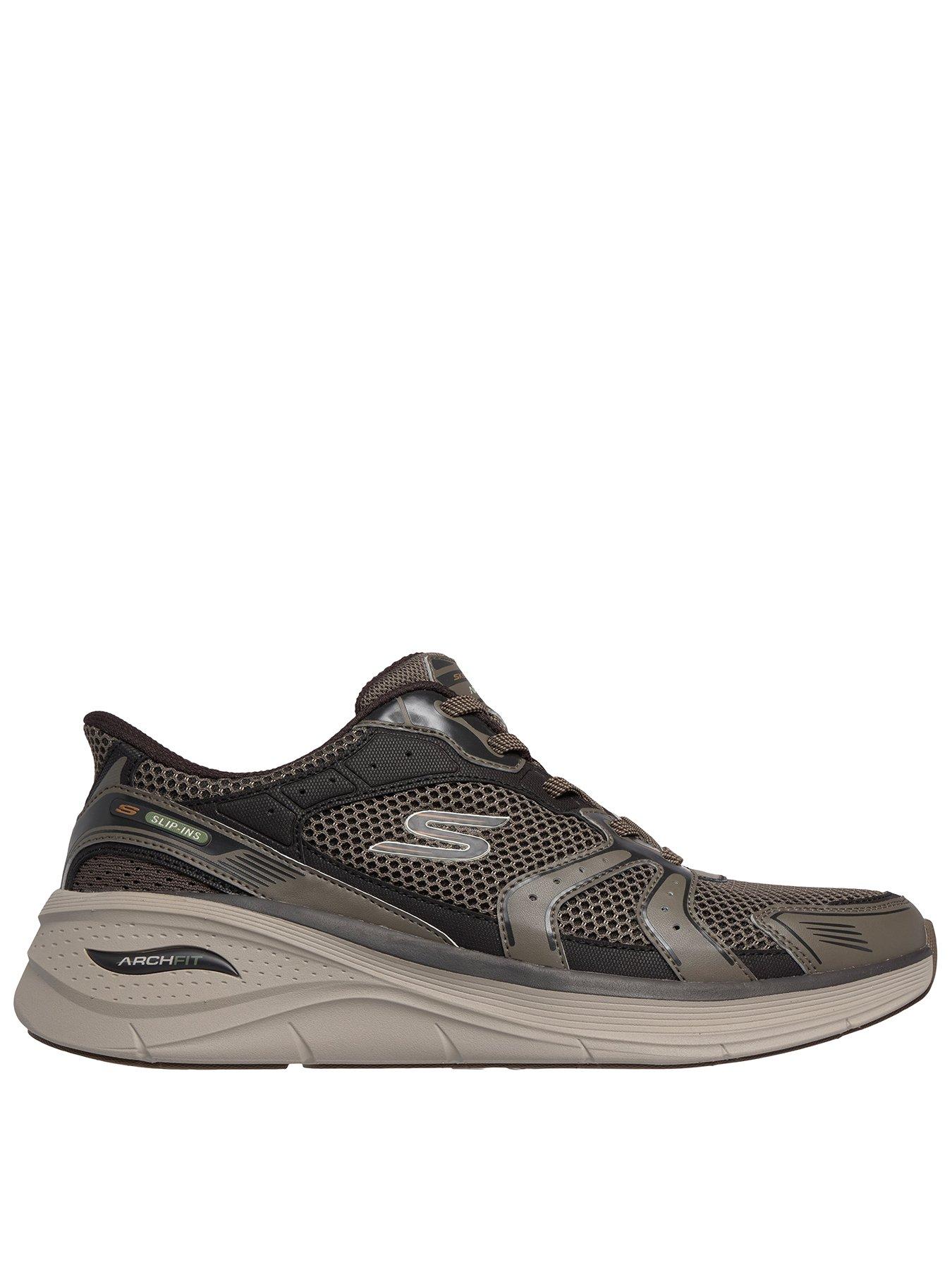 Skechers Men's Arch Fit 3.0 Slip Ins Retro Walker Trainers with Air Cooled Memory Foam - Khaki