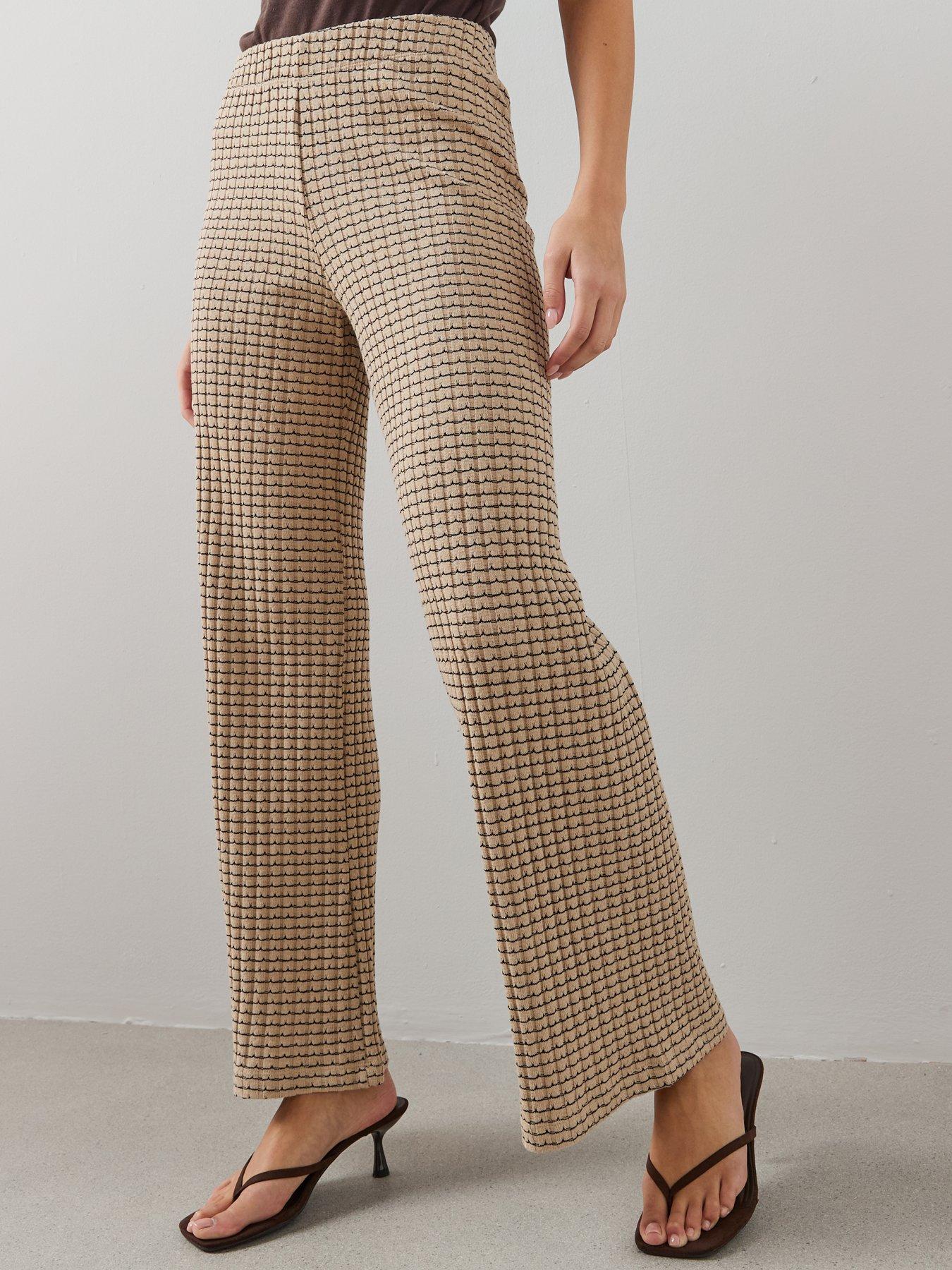 Image 3 of 7 of The Very Collection Textured Wide Leg Trousers - Multi