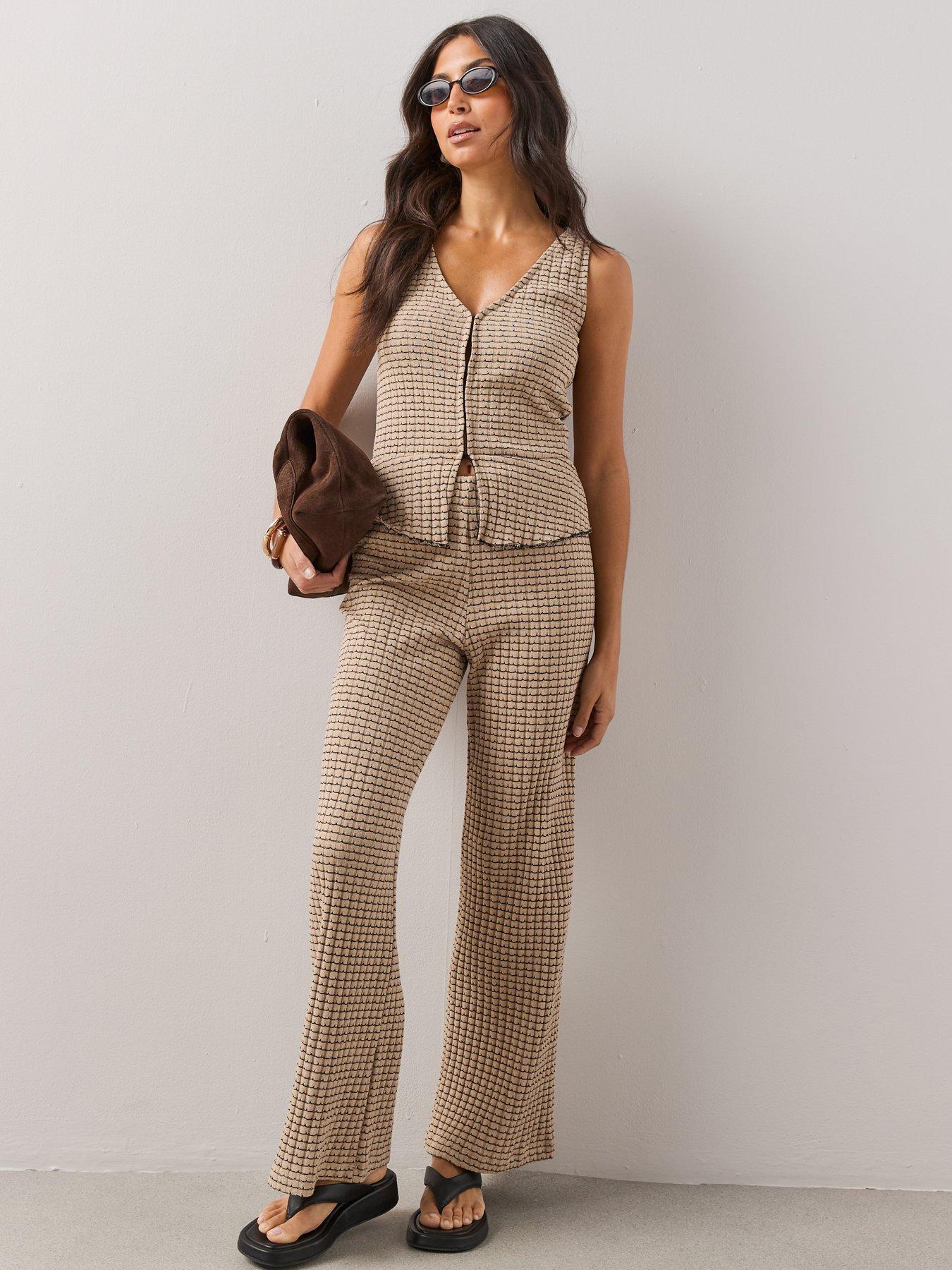 Image 4 of 7 of The Very Collection Textured Wide Leg Trousers - Multi