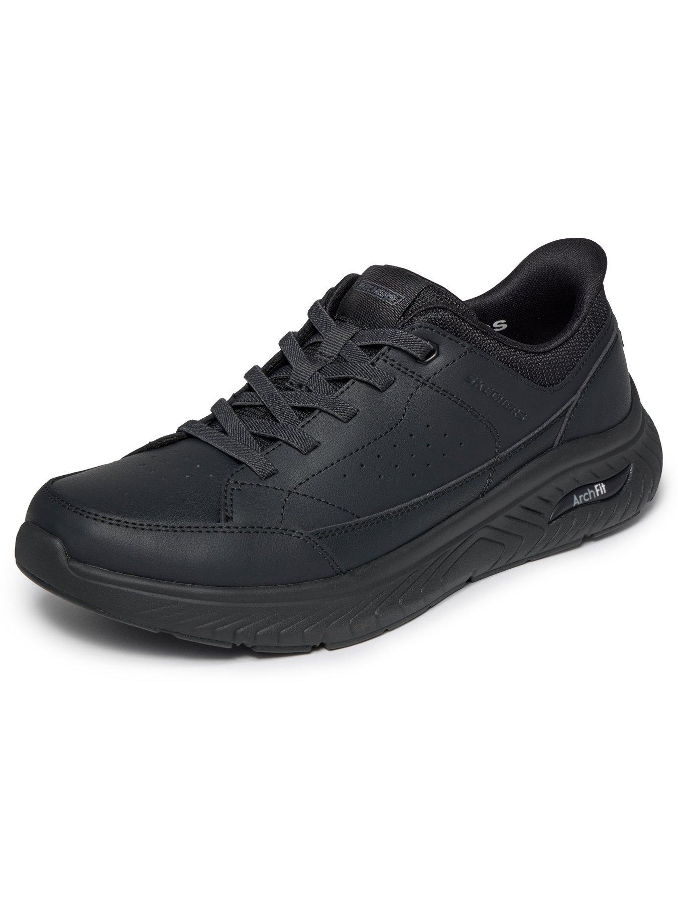 Image 6 of 6 of Skechers Arch Fit Crosser Leather Bungee Lace Slip-Ins With Heel Pull Tab - Black