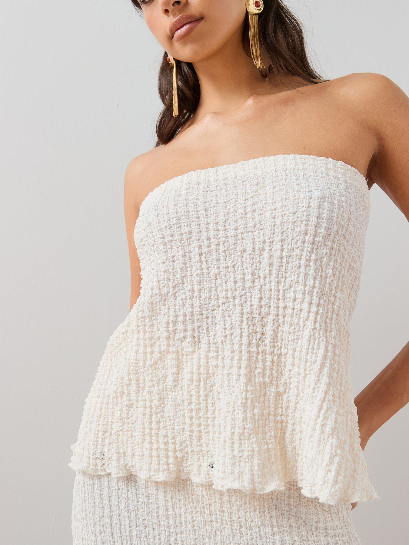 The Very Collection Bandeau Textured Top - Cream | Very