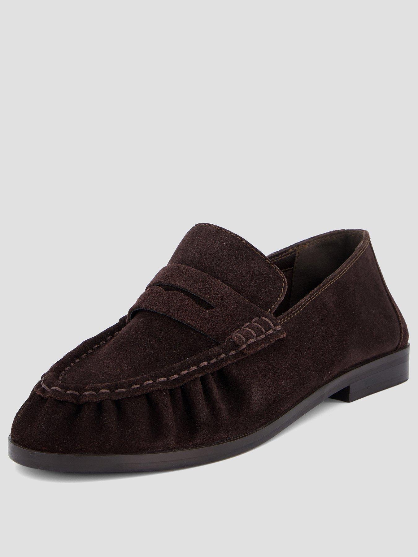 Image 3 of 7 of The Very Collection Wide Fit Real Suede Penny Loafer - Chocolate