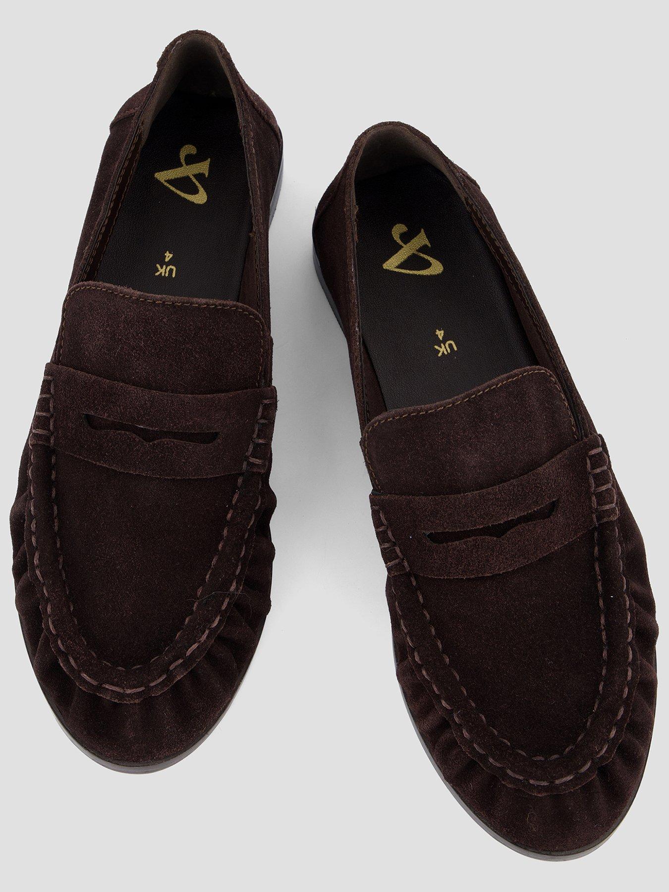 Image 4 of 7 of The Very Collection Wide Fit Real Suede Penny Loafer - Chocolate
