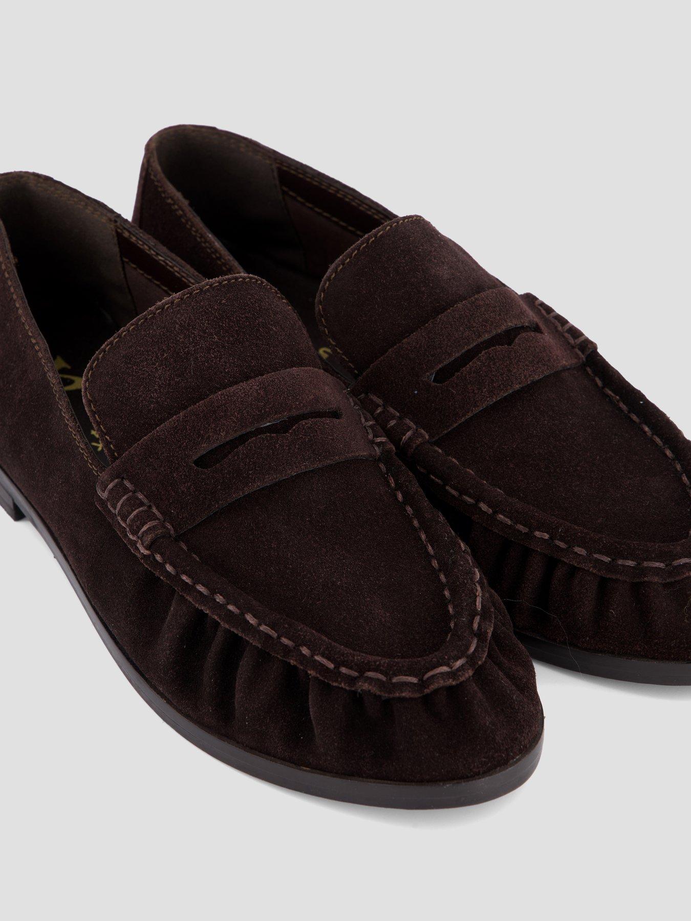 Image 6 of 7 of The Very Collection Wide Fit Real Suede Penny Loafer - Chocolate