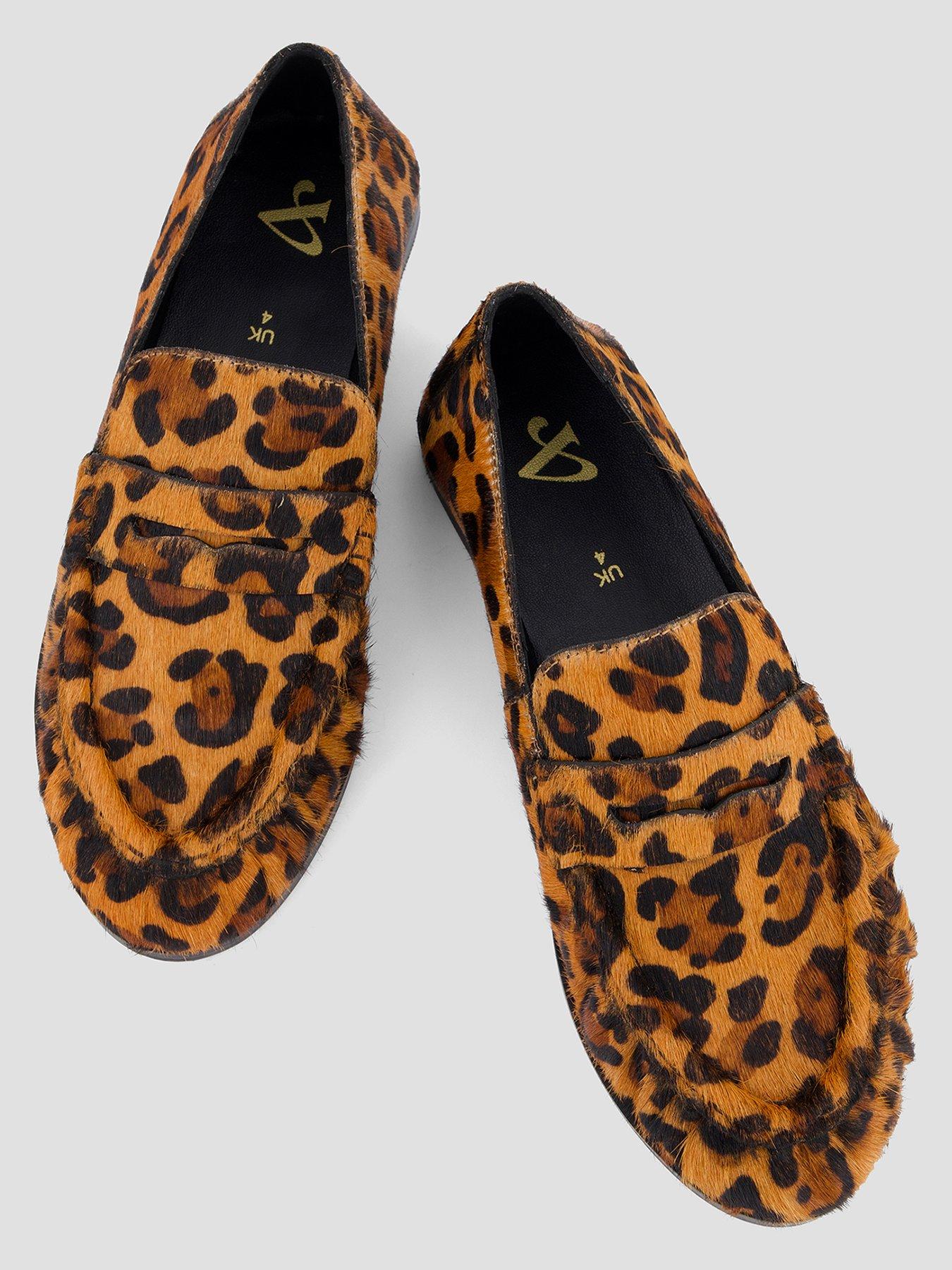 Image 3 of 7 of The Very Collection Wide Fit Leather Penny Loafer - Leopard