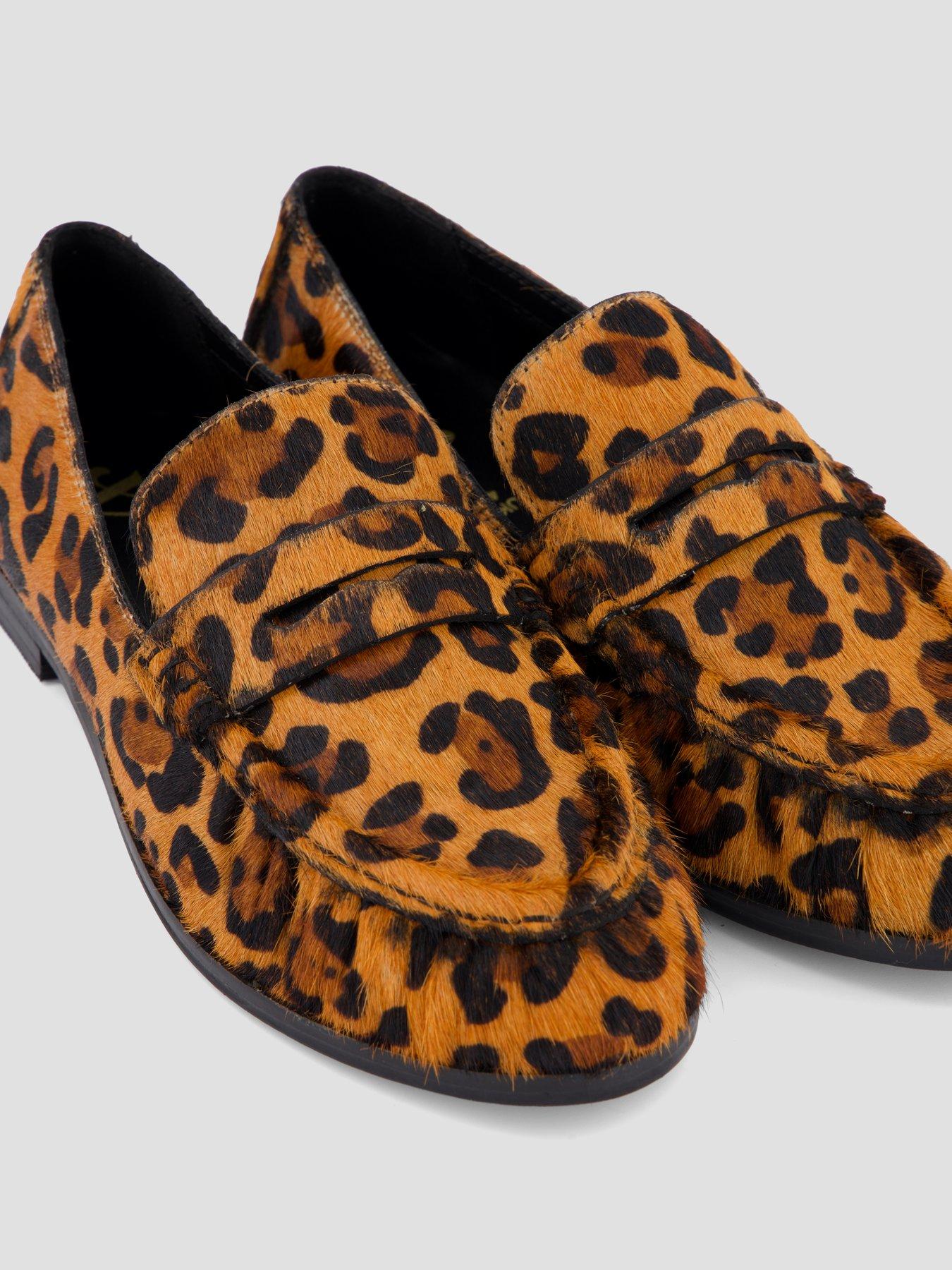 Image 5 of 7 of The Very Collection Wide Fit Leather Penny Loafer - Leopard