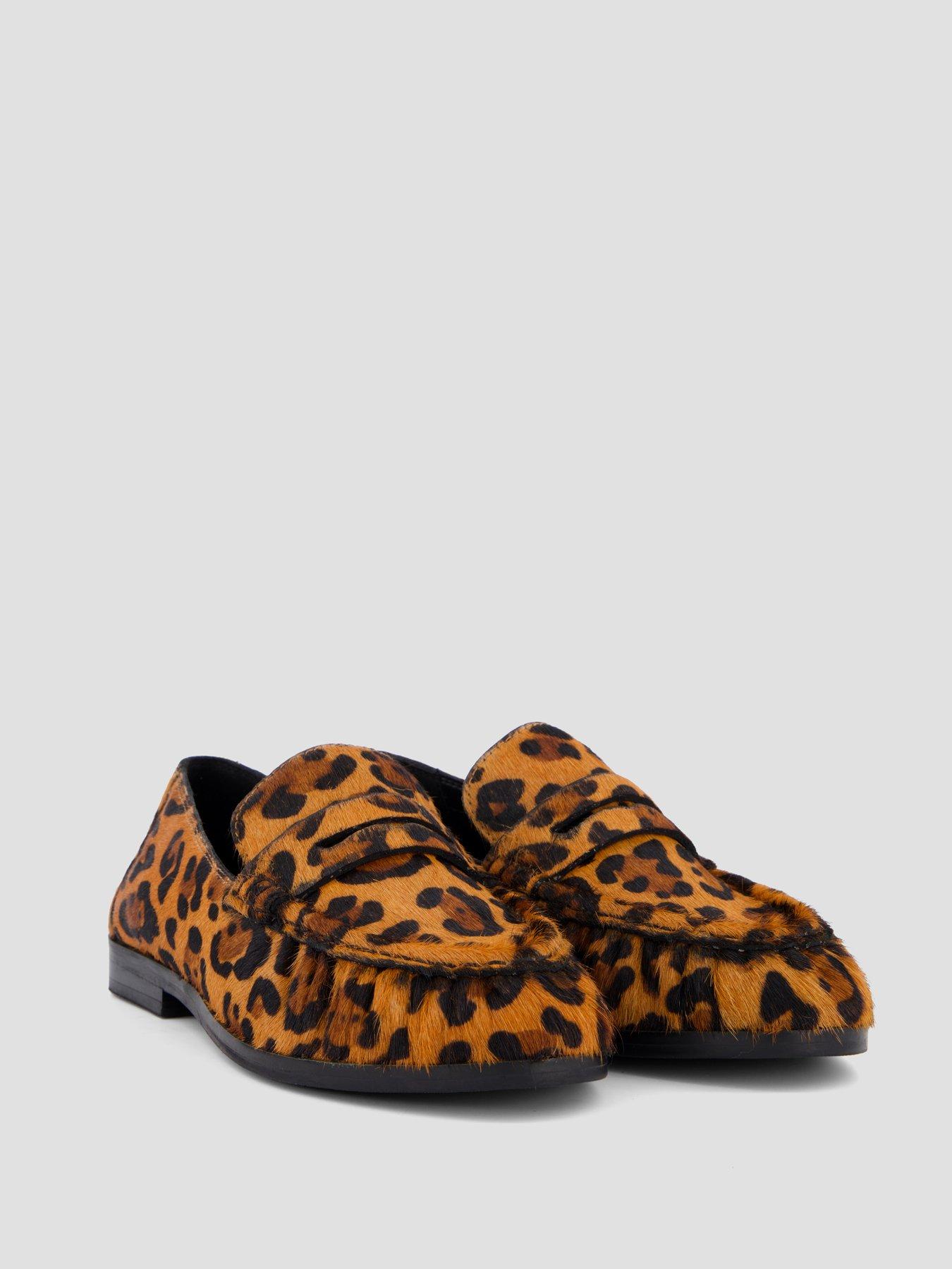 Image 6 of 7 of The Very Collection Wide Fit Leather Penny Loafer - Leopard