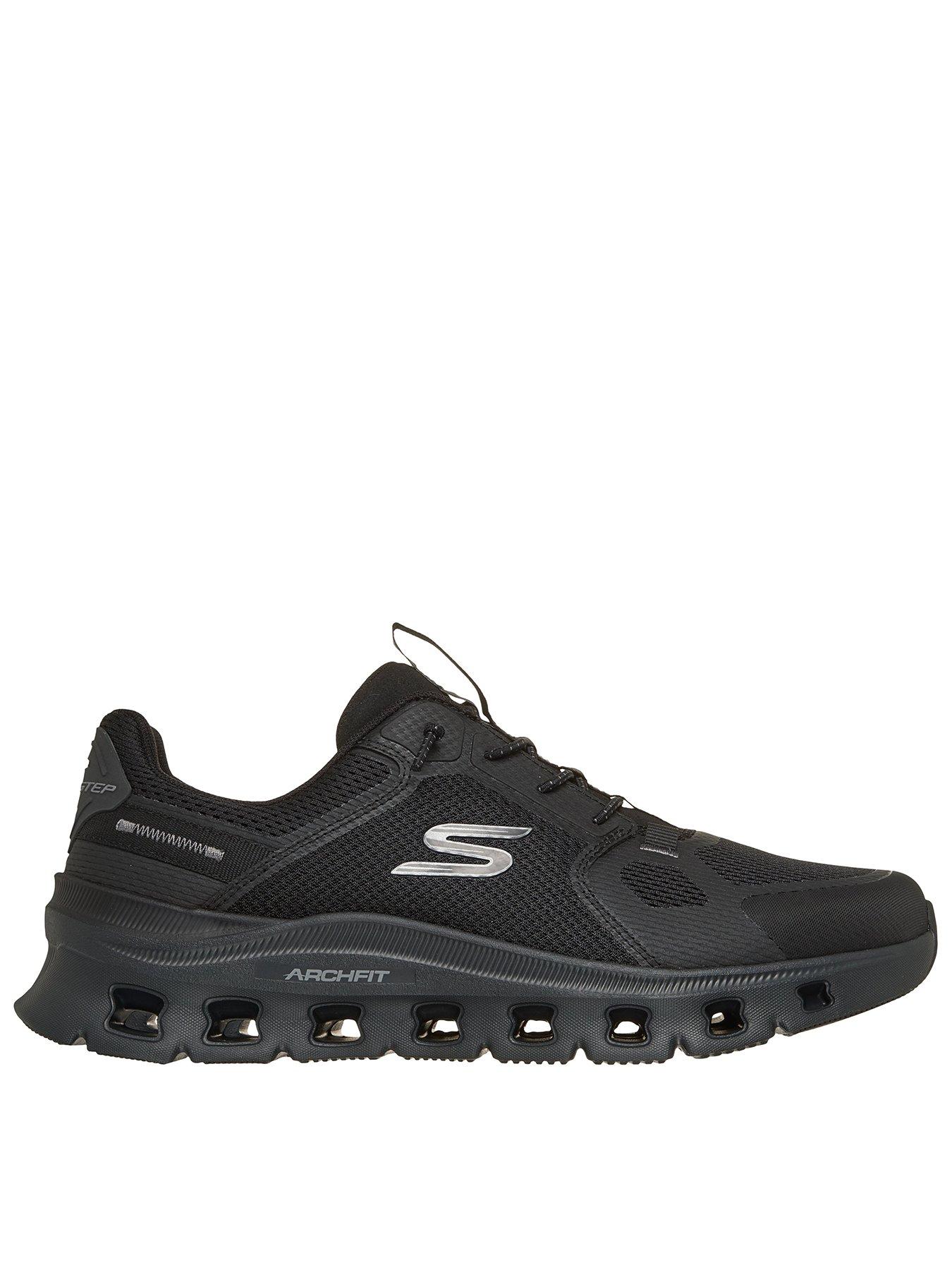 Skechers Mens Arch Fit Glide-Step Proarch Fit Bungee Lace Mesh Slip On Trainers- Black