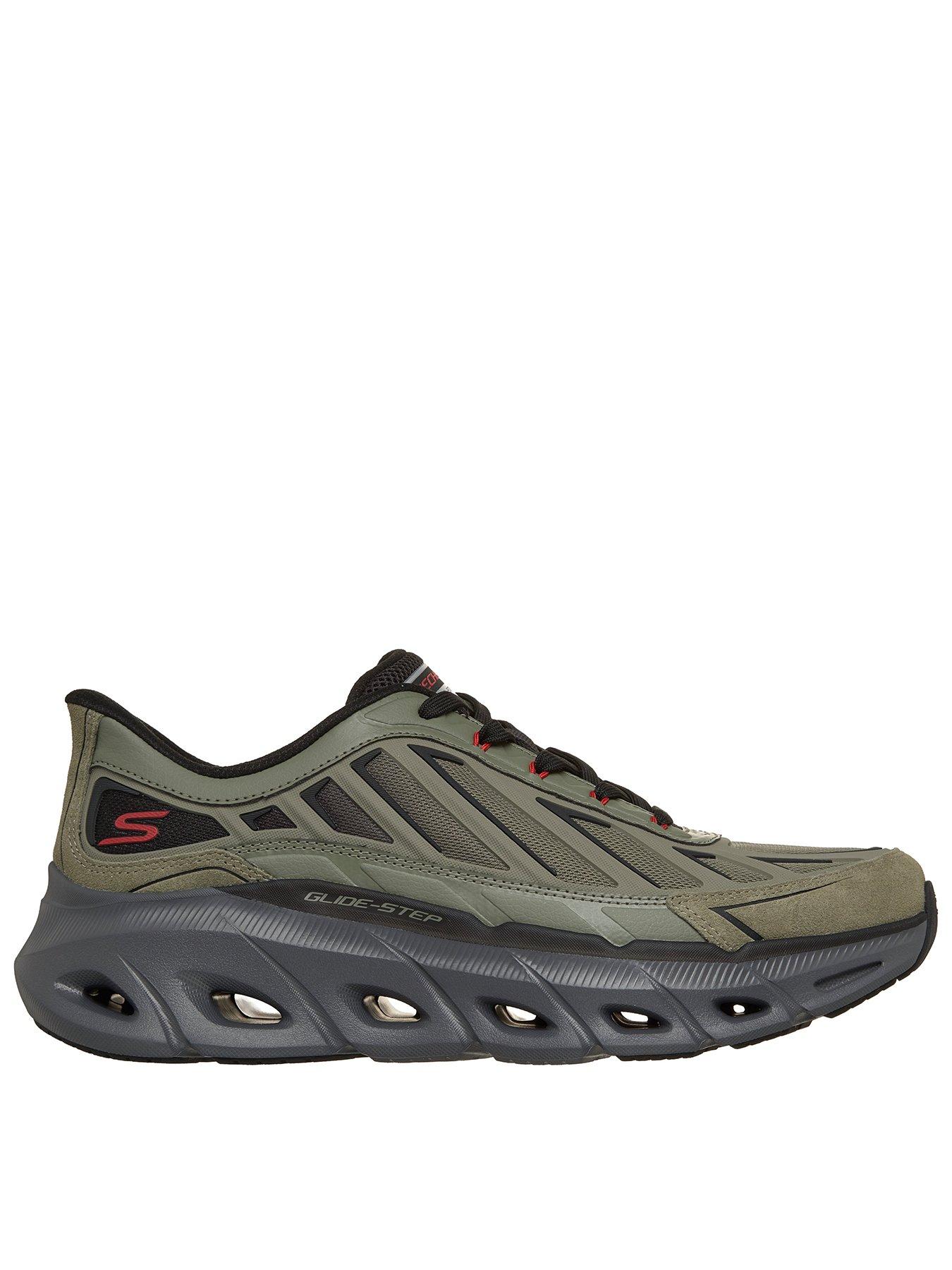 Image 1 of 6 of Skechers Men's Relaxed Fit Glide Step Slip Ins KPU Caged Mesh Trainers with Air Cooled Memory Foam - Green