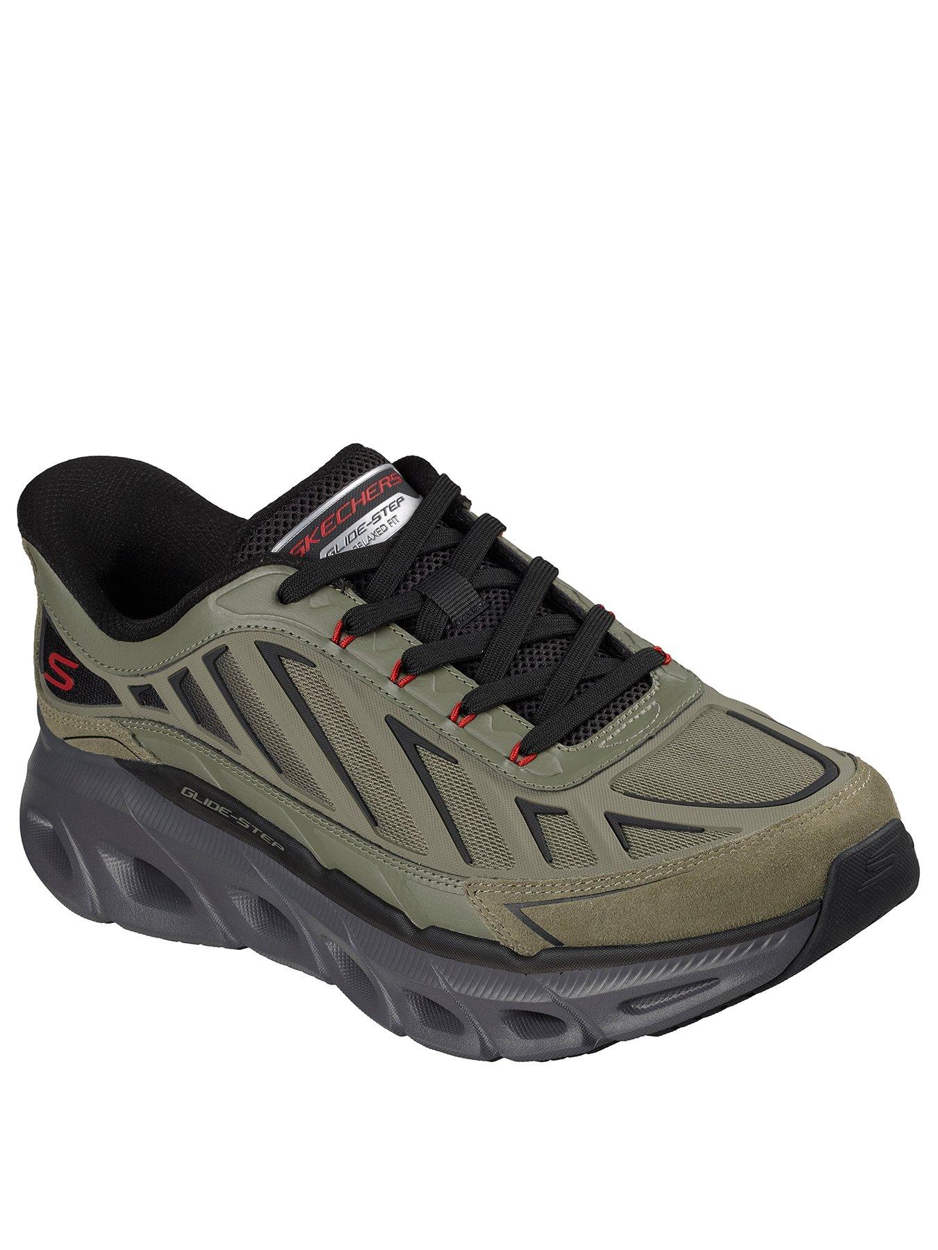 Image 2 of 6 of Skechers Men's Relaxed Fit Glide Step Slip Ins KPU Caged Mesh Trainers with Air Cooled Memory Foam - Green