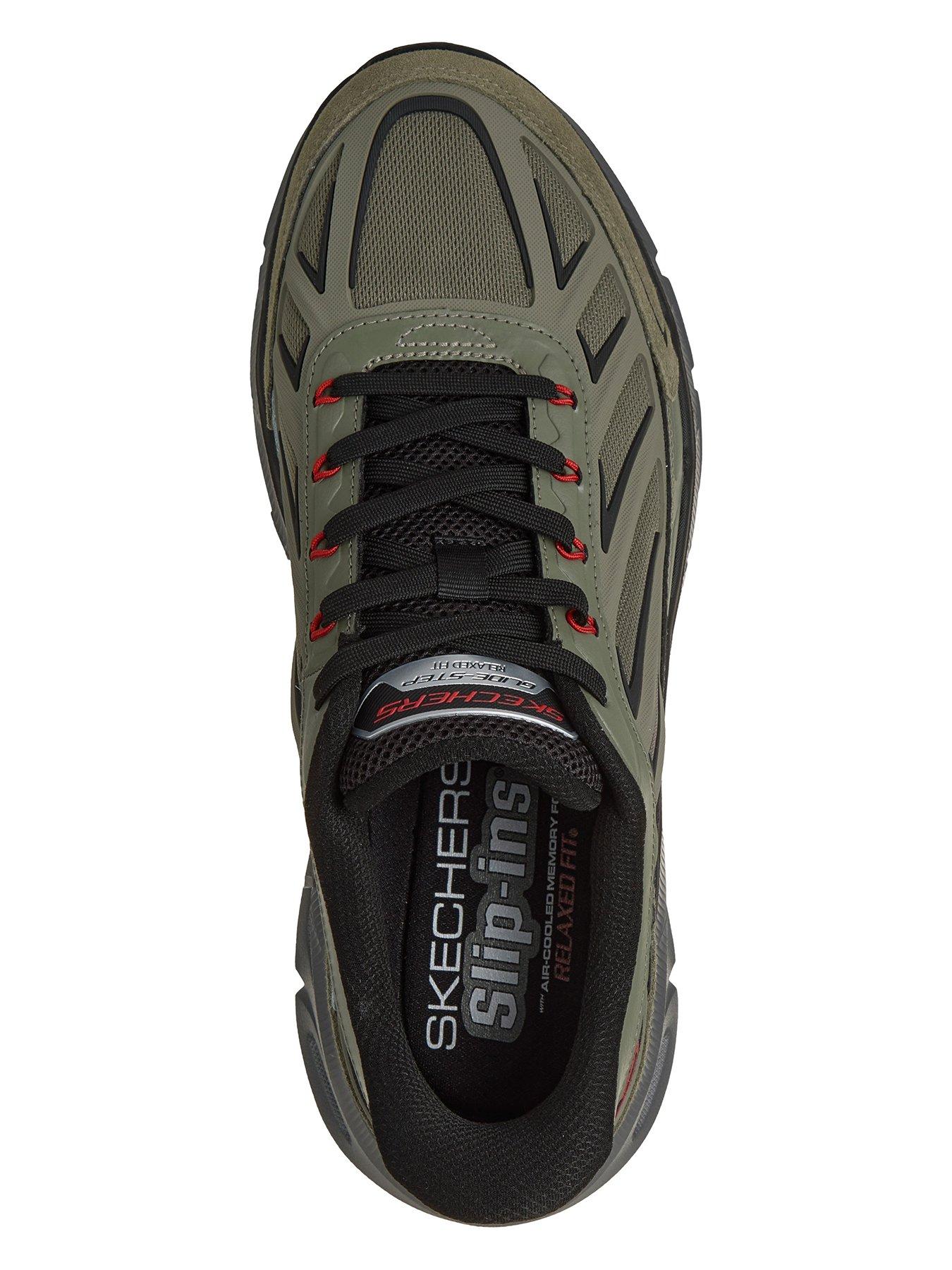 Image 3 of 6 of Skechers Men's Relaxed Fit Glide Step Slip Ins KPU Caged Mesh Trainers with Air Cooled Memory Foam - Green