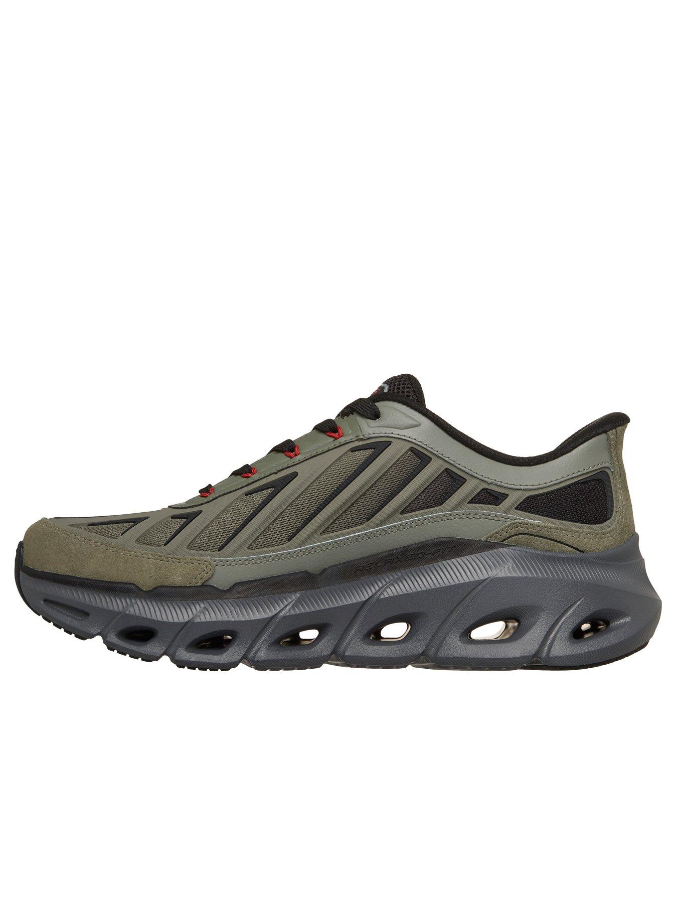 Image 5 of 6 of Skechers Men's Relaxed Fit Glide Step Slip Ins KPU Caged Mesh Trainers with Air Cooled Memory Foam - Green