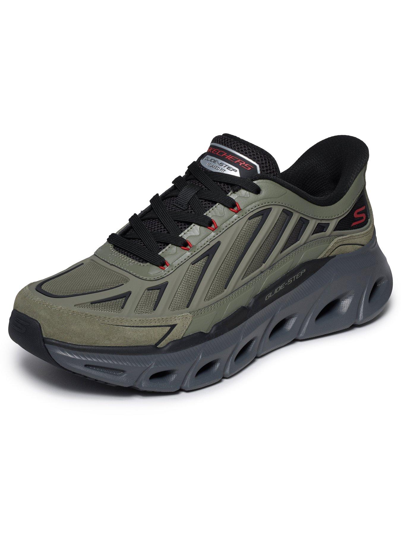 Image 6 of 6 of Skechers Men's Relaxed Fit Glide Step Slip Ins KPU Caged Mesh Trainers with Air Cooled Memory Foam - Green