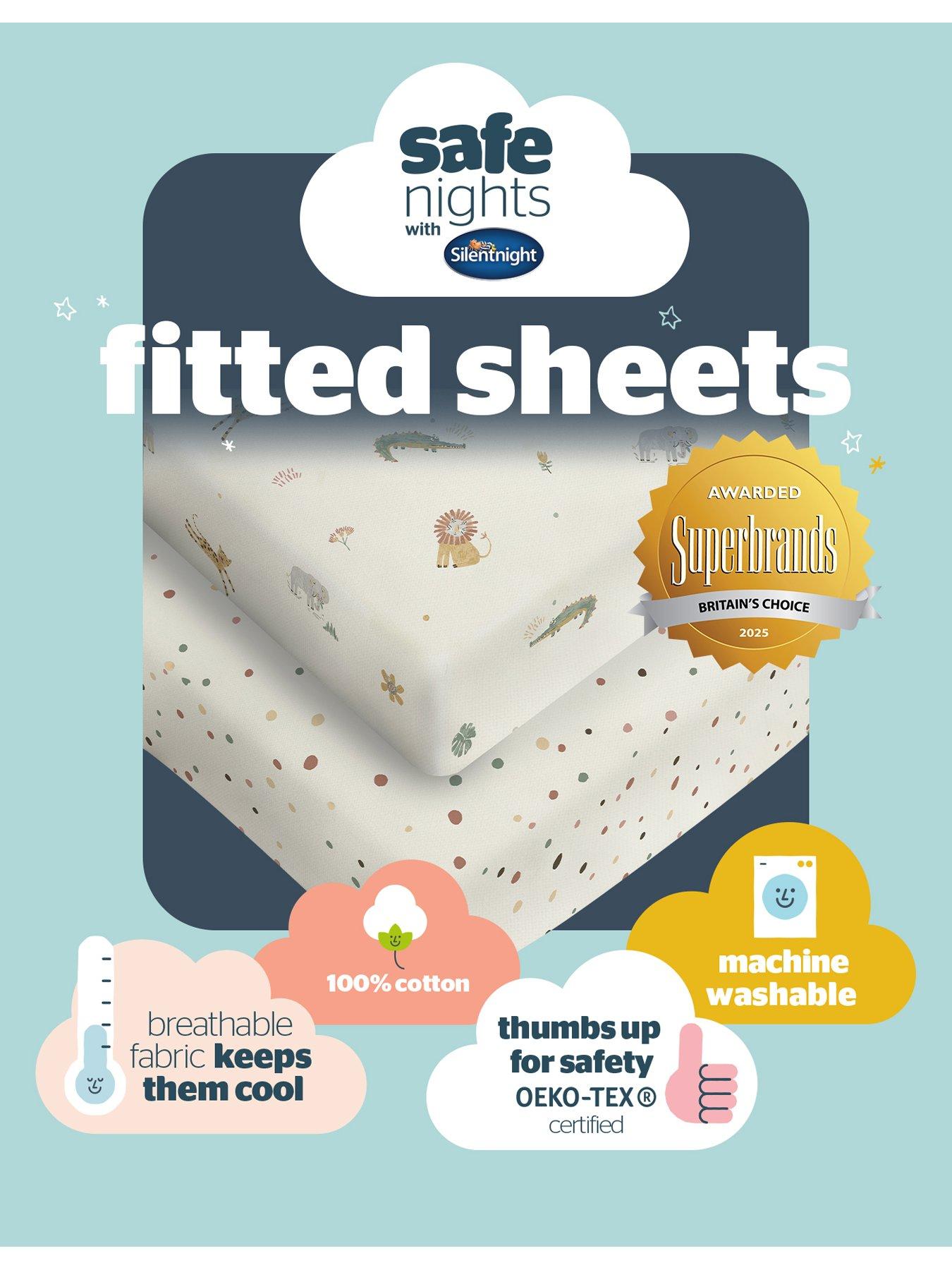 Image 7 of 7 of Silentnight Safe Nights Fitted Sheet - Cot - Safari - 2 Pack