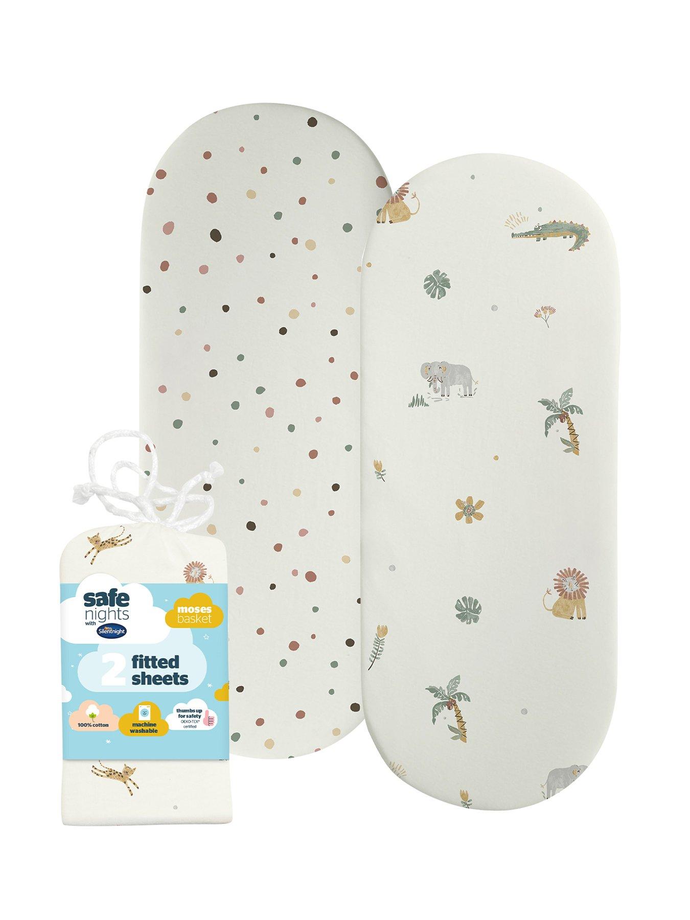 Silentnight Safe Nights Fitted Sheet - Moses Basket - Safari - 2 Pack