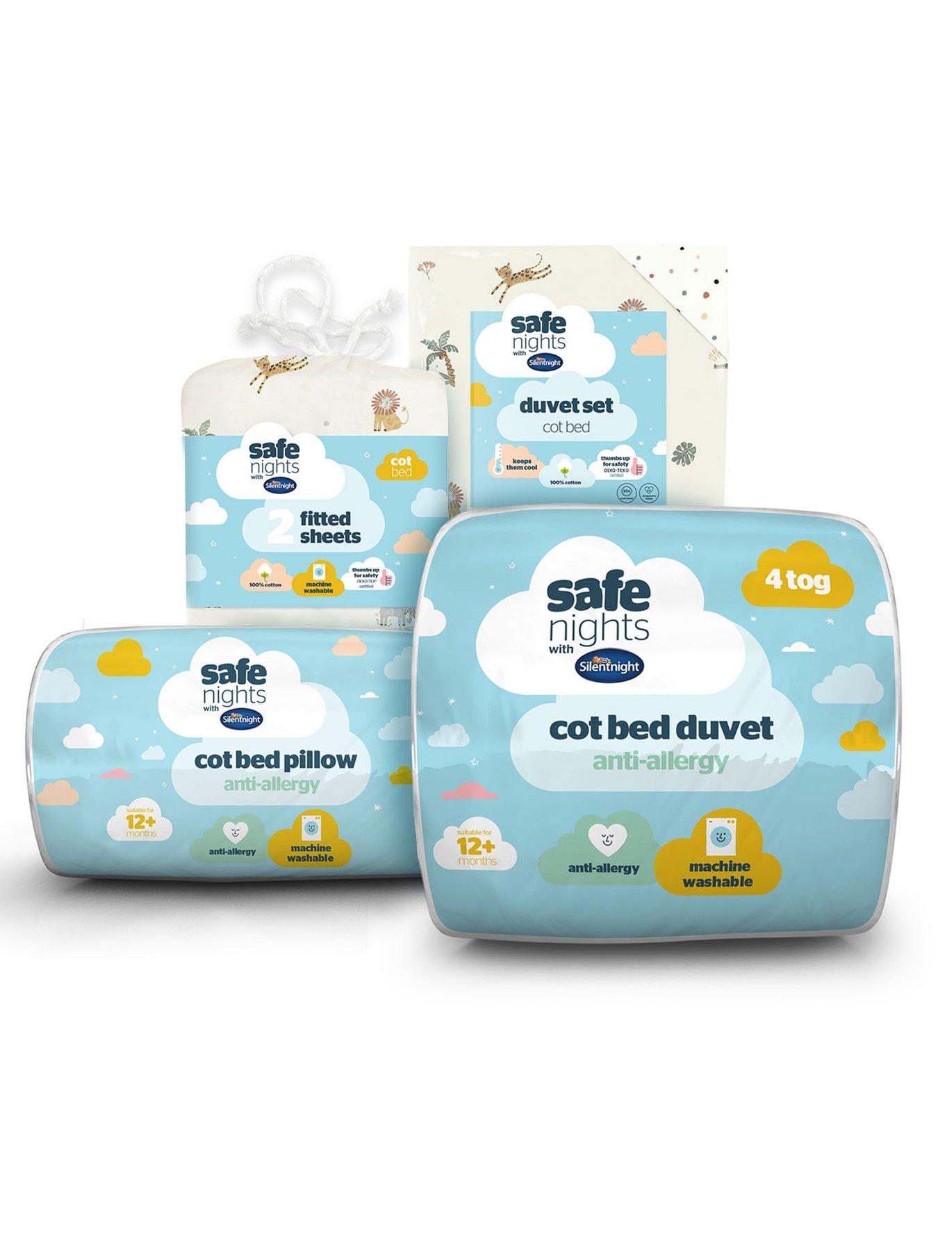 Silentnight Safe Nights 5 Peice Bedding Bundle - Cot Bed Duvet, Pillow, Fitted Sheet Pair and Duvet Set - Safari