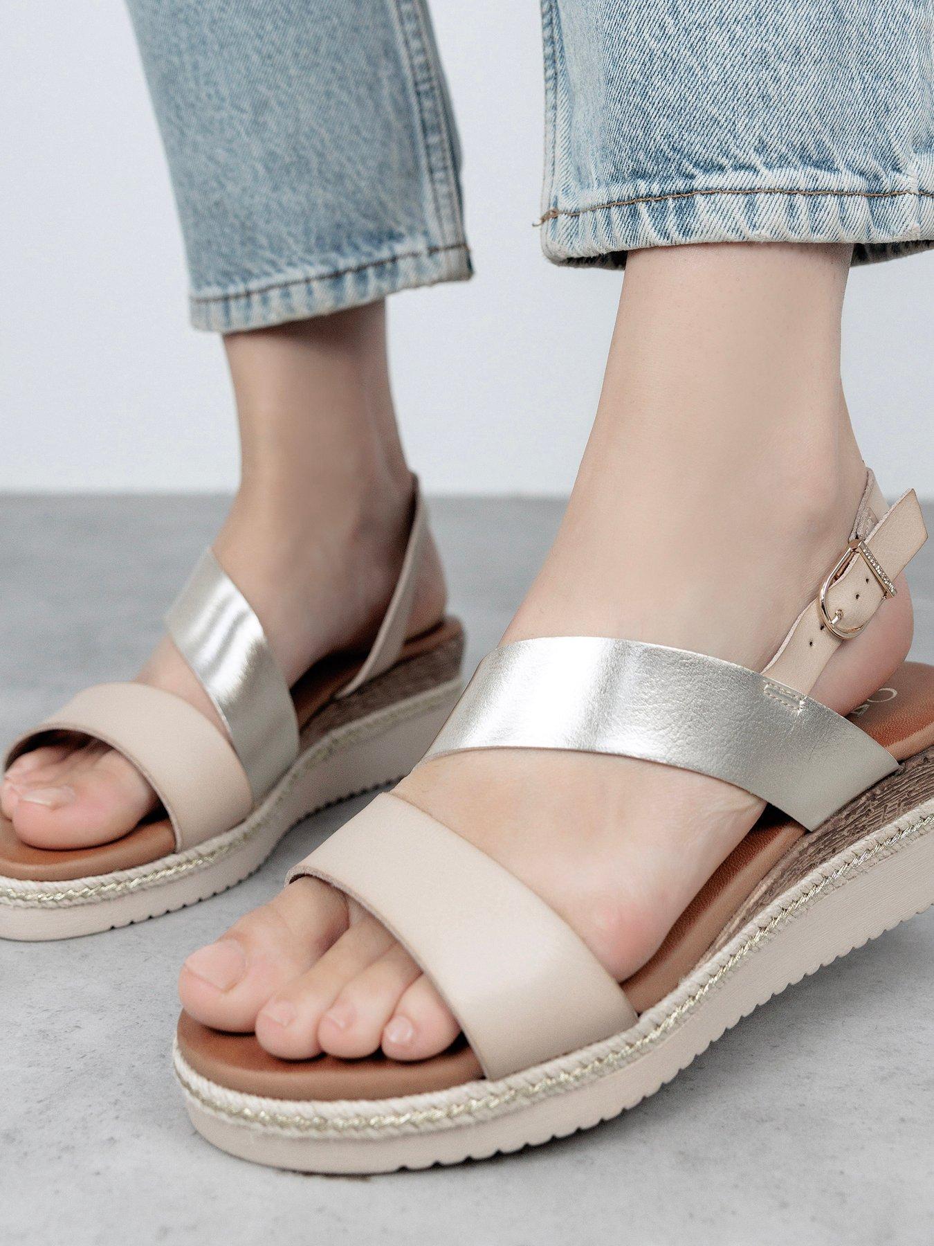 Moda In Pelle Joani Off White Porvair Cross Strap Upper Sling Back Sandal