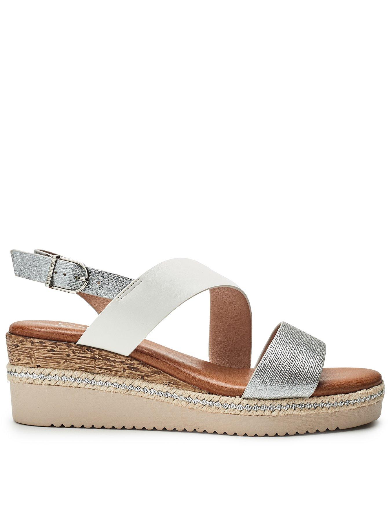 Moda In Pelle Joani Off White Porvair Cross Strap Upper Sling Back Sandal, Off White, Size 3, Women