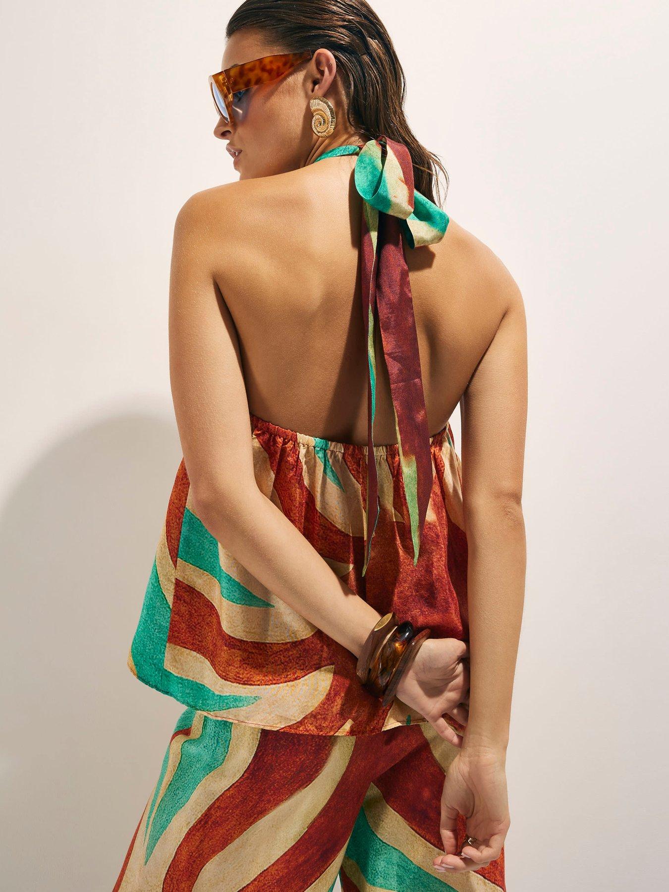 Image 2 of 4 of River Island Swirl Print Halter - Brown
